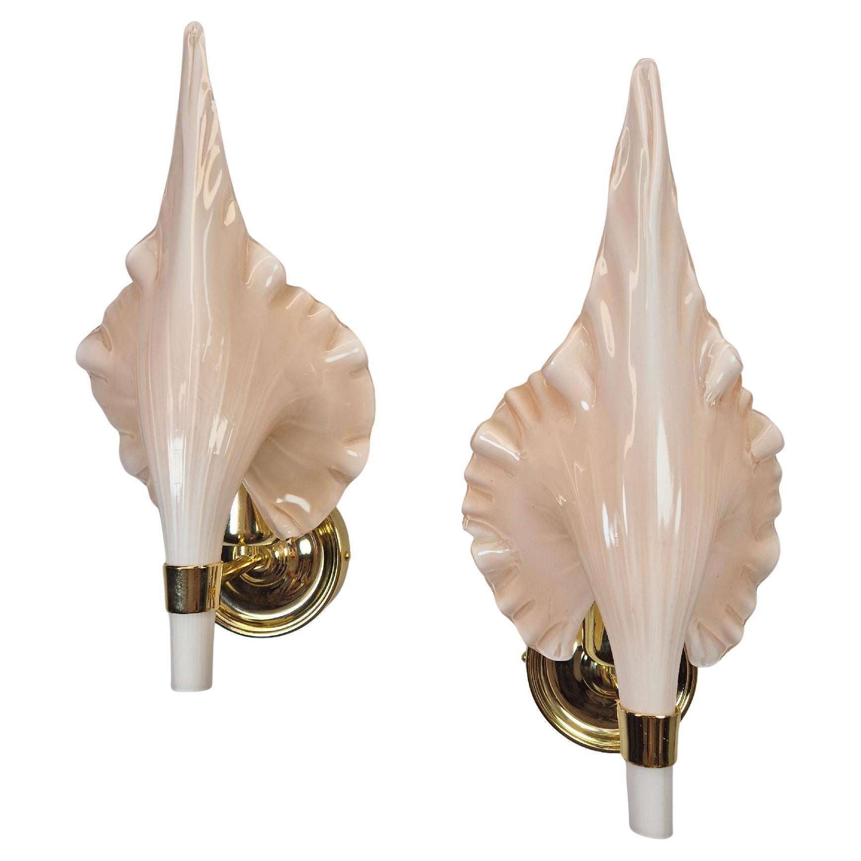 Barovier and Toso Pink Murano Glass Wall Lights Sconces