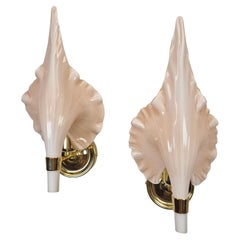 Barovier and Toso Pink Murano Glass Wall Lights Sconces