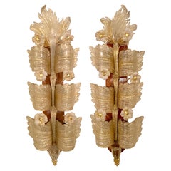 Barovier and Toso Sconces 'Grand Hotel' Model Murano Glass a Pair