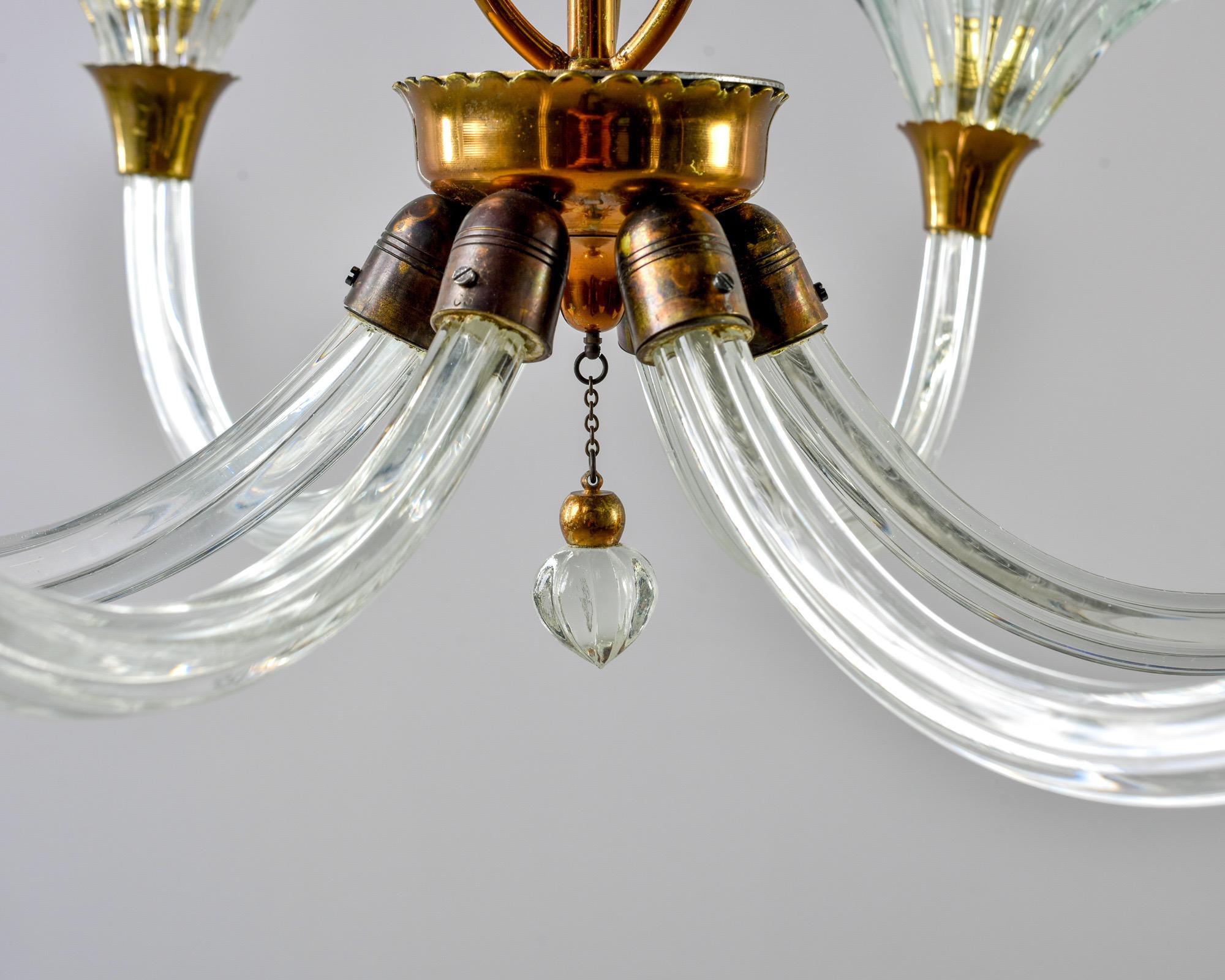 Barovier and Toso Six-Arm Chandelier with Brass Fittings 1