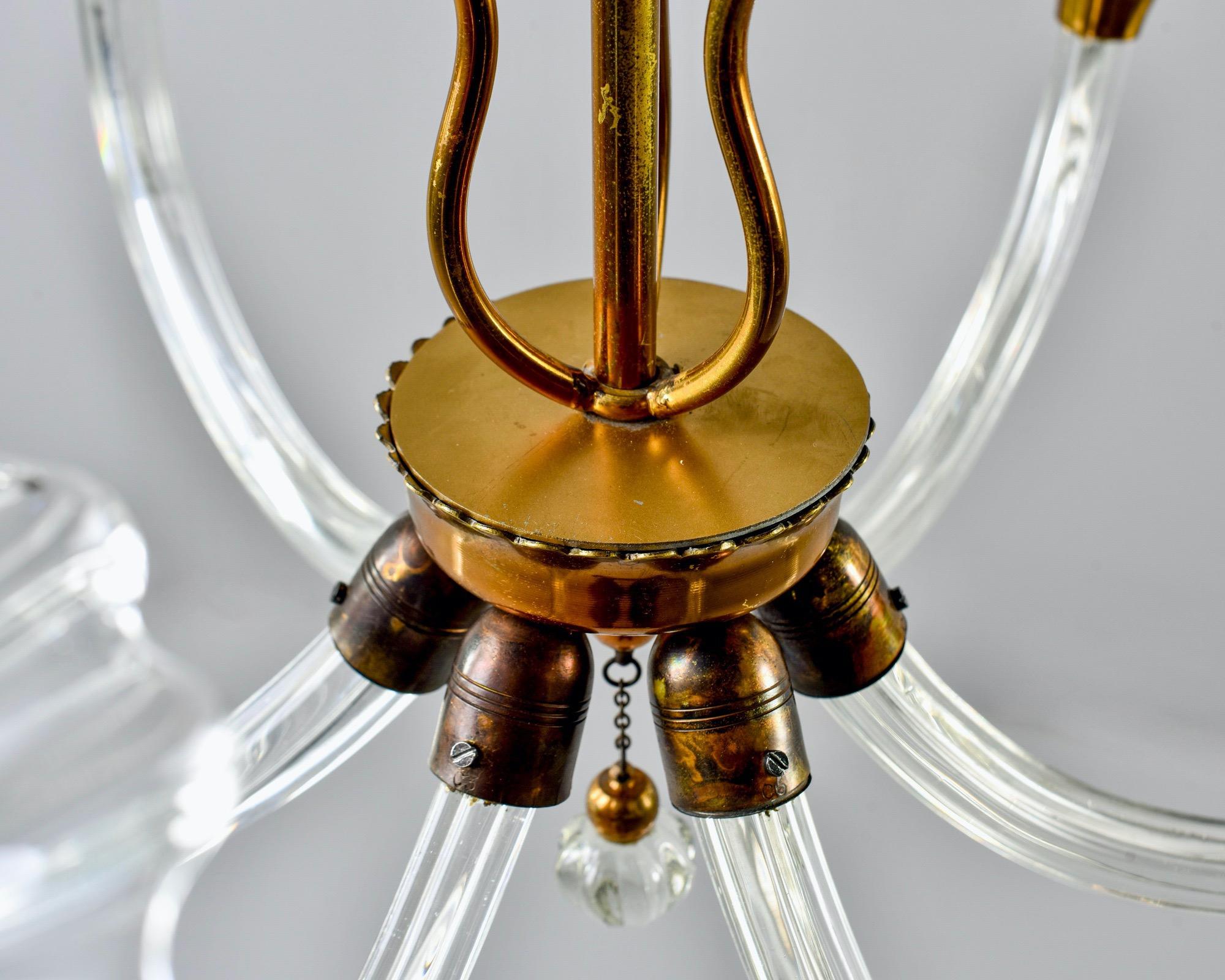 Barovier and Toso Six-Arm Chandelier with Brass Fittings 3