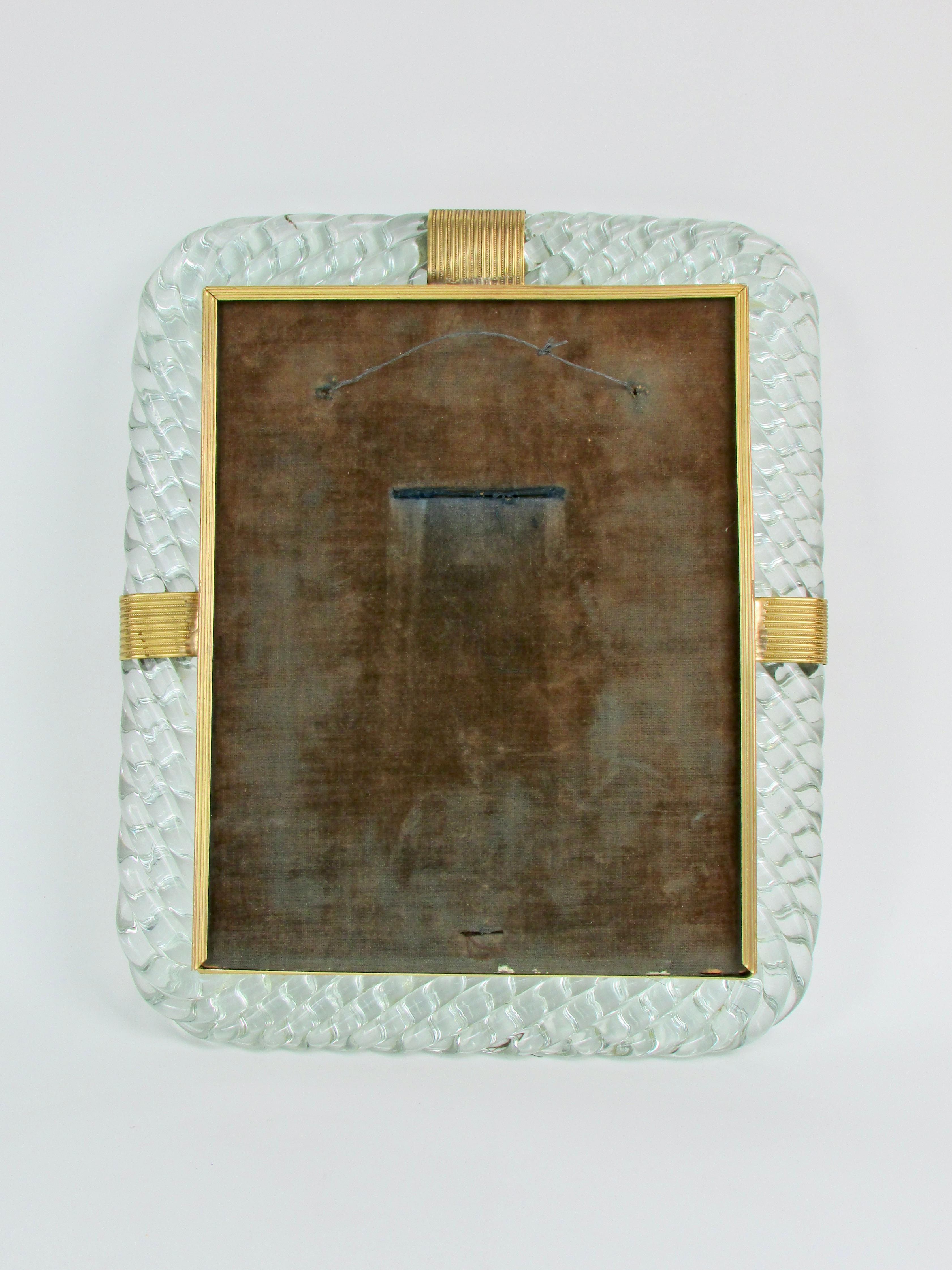 Néoclassique Barovier&Toso verre Torchon avec cadre photo en laiton en vente