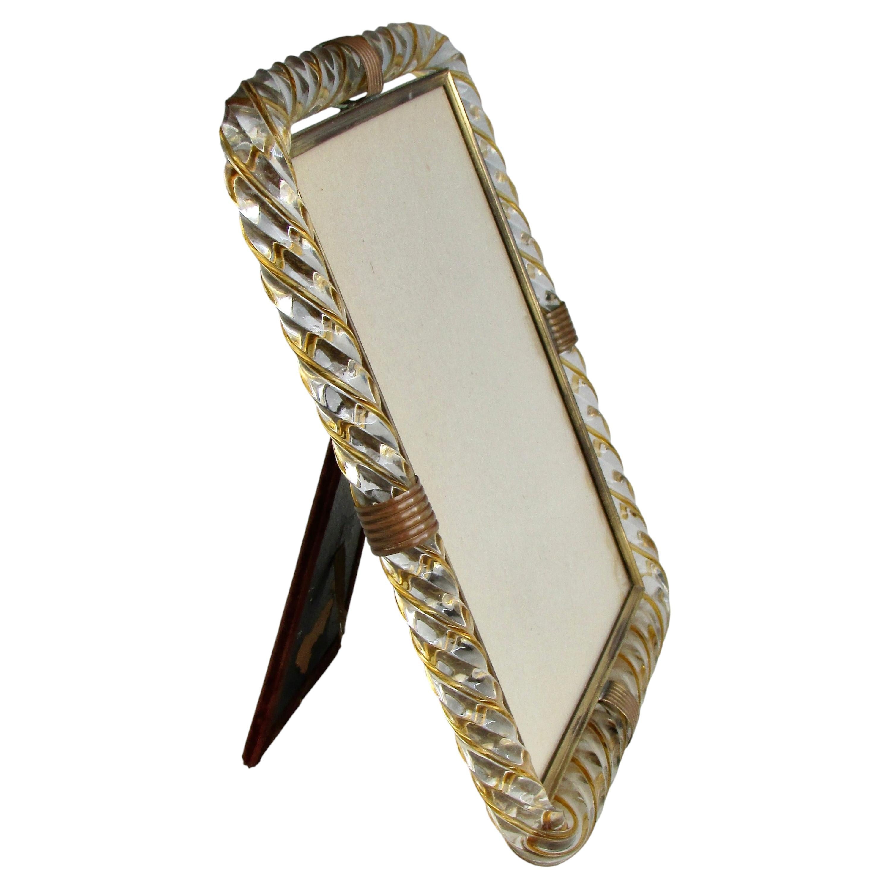 Barovier und Toso Torchon Glas mit Messing Bilderrahmen