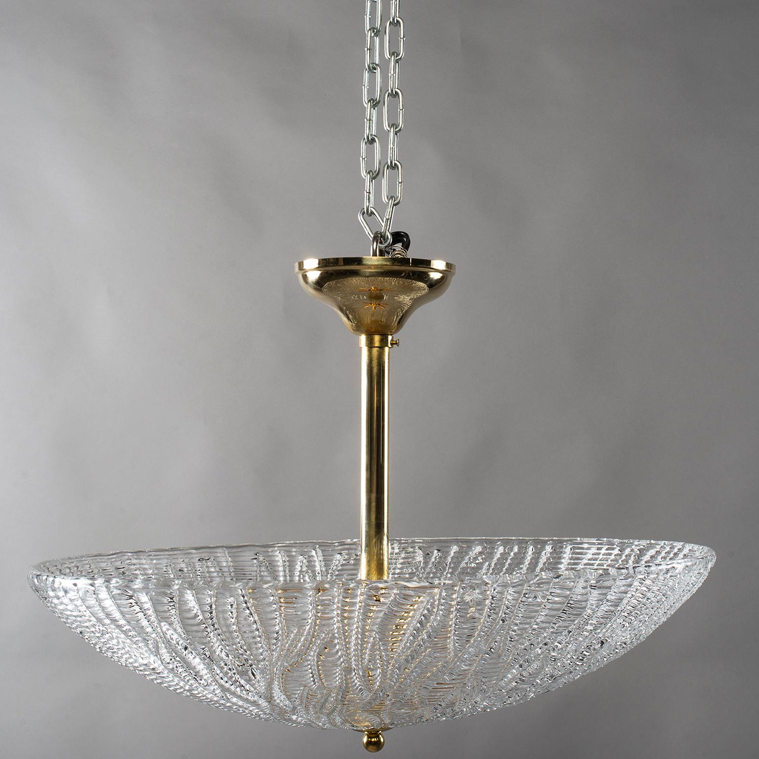 Mid-Century Modern Barovier and Toso Umbrella Form Fixture with Brass Fittings