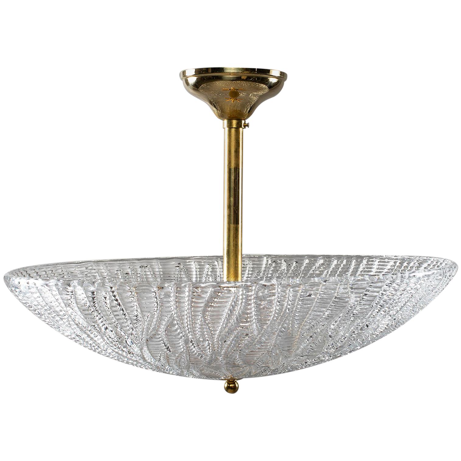 Barovier and Toso Umbrella Form Fixture with Brass Fittings