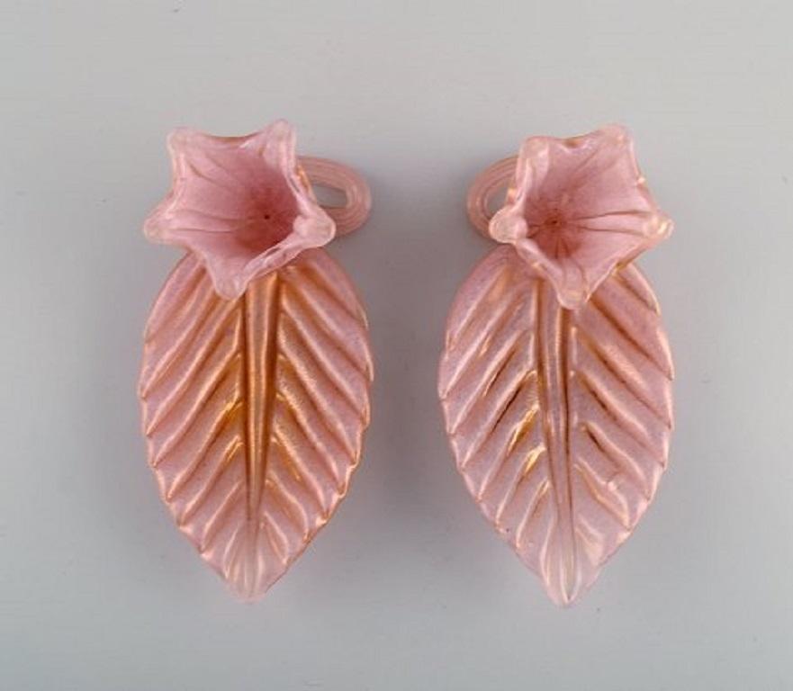 Italian Barovier and Toso, Venice, a Pair of Organically Shaped Bowls in Pink Art Glass For Sale