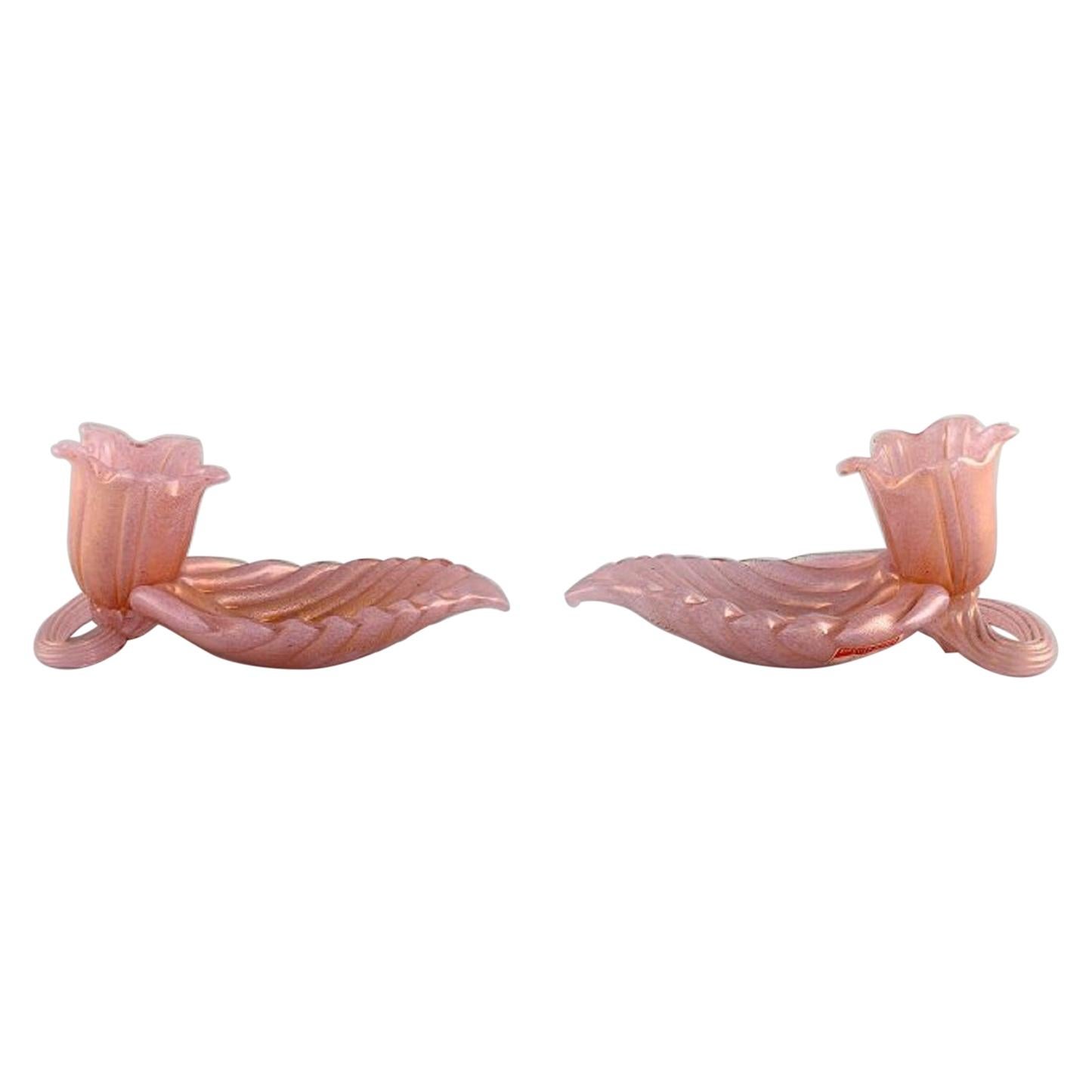Barovier and Toso, Venice, a Pair of Organically Shaped Bowls in Pink Art Glass For Sale