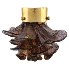 Barovier and Toso Venice, Ceiling / Wall Lamp in Mouth-Blown Art Glass and Brass