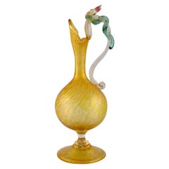 Barovier and Toso, Venice, Rare Carafe with Snake in Mouth Blown Art Glass