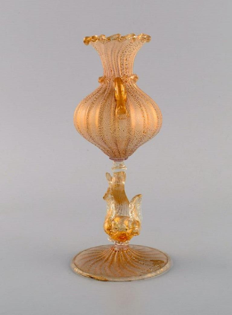 Italian Barovier and Toso, Venice, Rare Organically Shaped Vase in Mouth Blown Art Glass For Sale