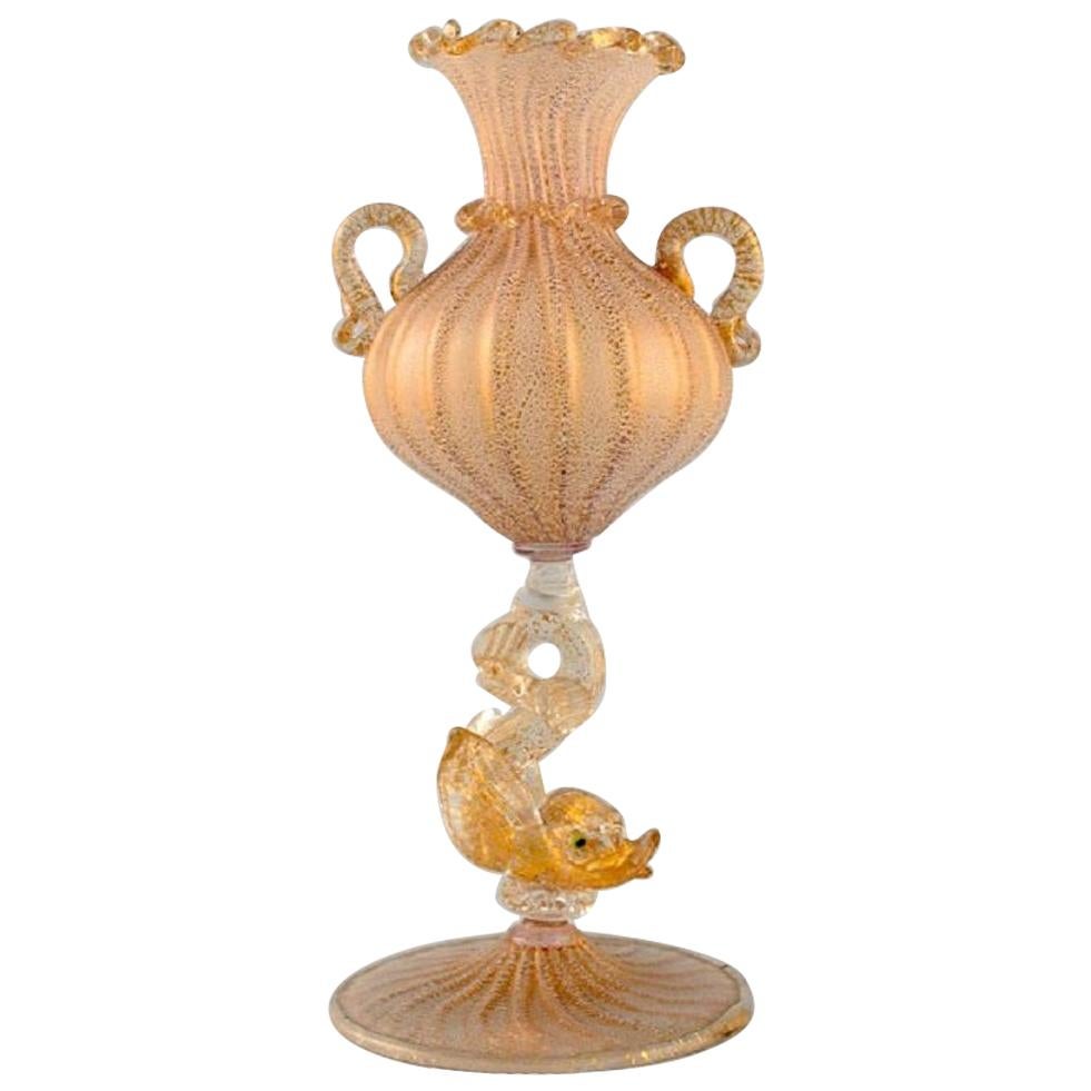 Barovier and Toso, Venice, Rare Organically Shaped Vase in Mouth Blown Art Glass