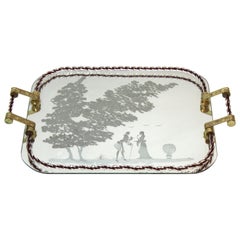 Barovier Attributed Hollywood Regency Murano Glass Mirrored Serving Tray