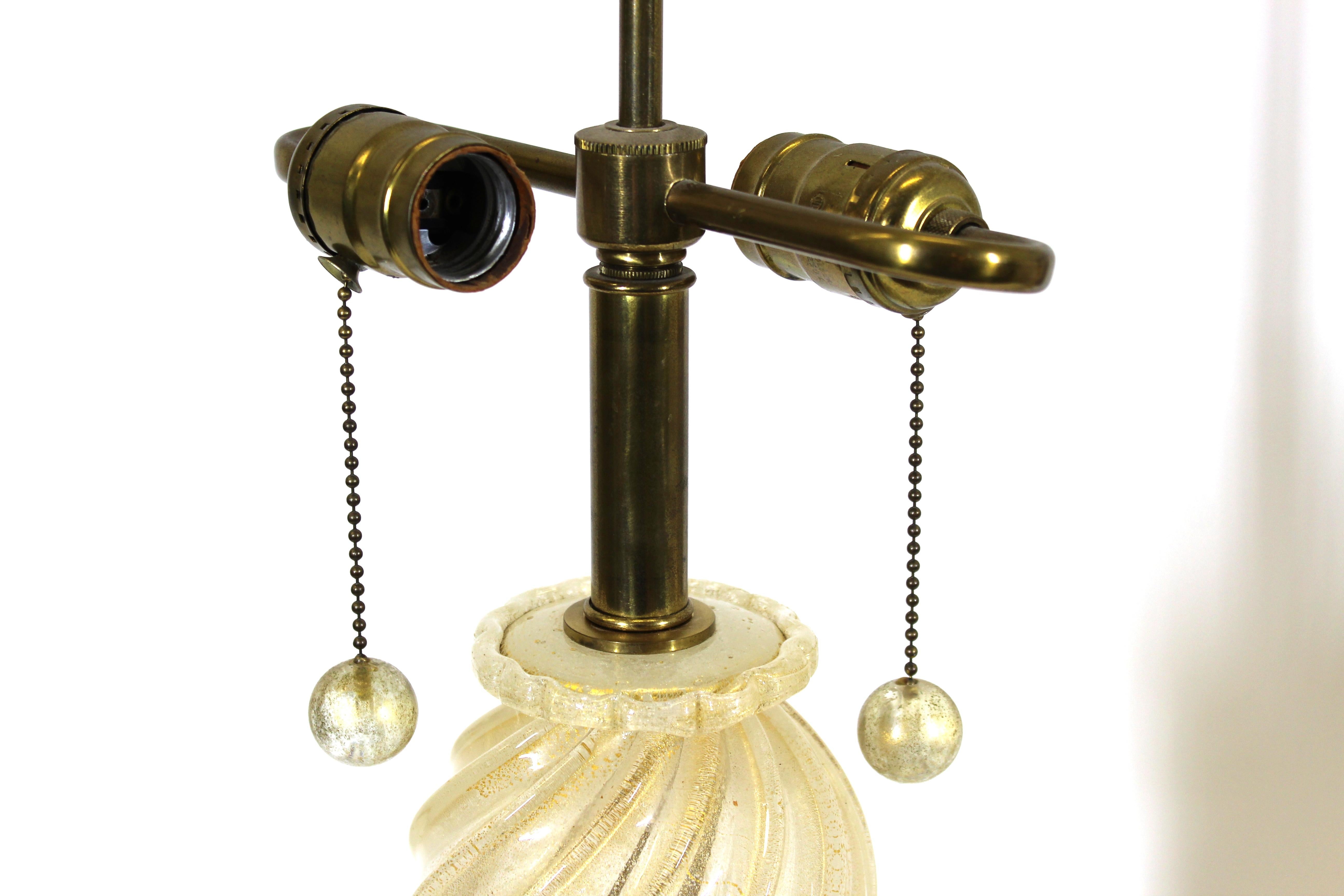 Barovier Attributed Hollywood Regency Style Italian Murano Glass Table Lamps In Good Condition In New York, NY