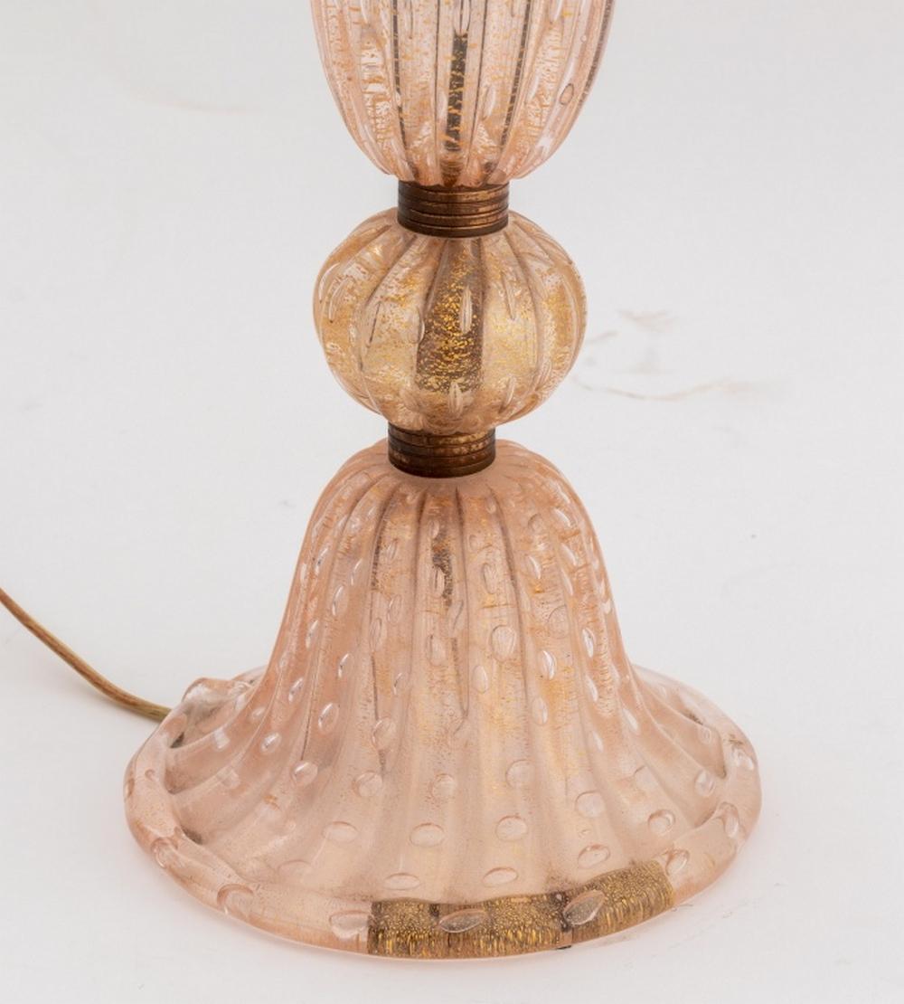 Barovier Attributed Murano Gold-Flecked Pink Glass Lamp In Good Condition For Sale In Astoria, NY