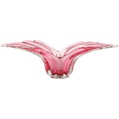 Barovier - Vaisseau en verre de Murano rose vif