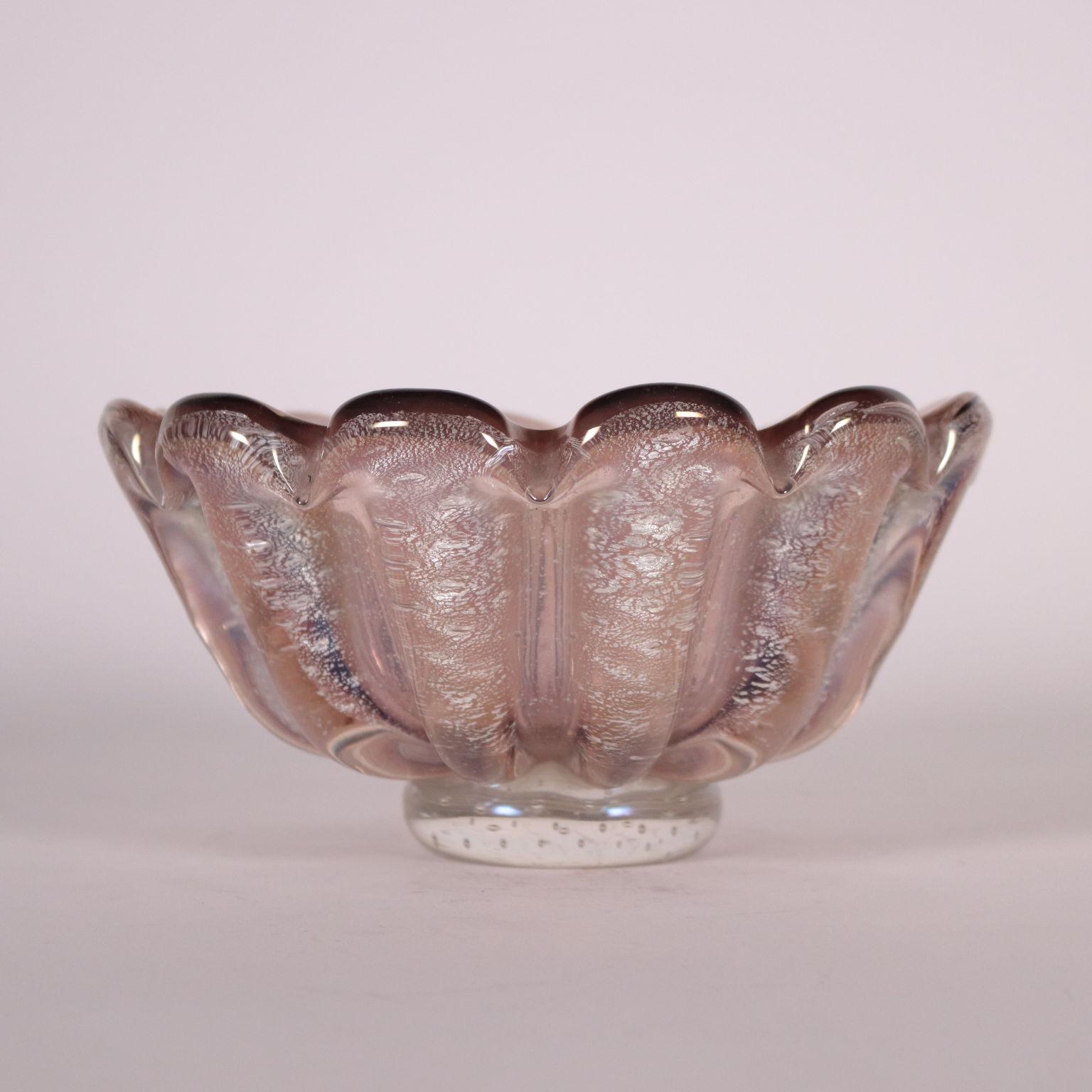 Mid-Century Modern Barovier Bowl Glass Murano, Italy, 1940s For Sale