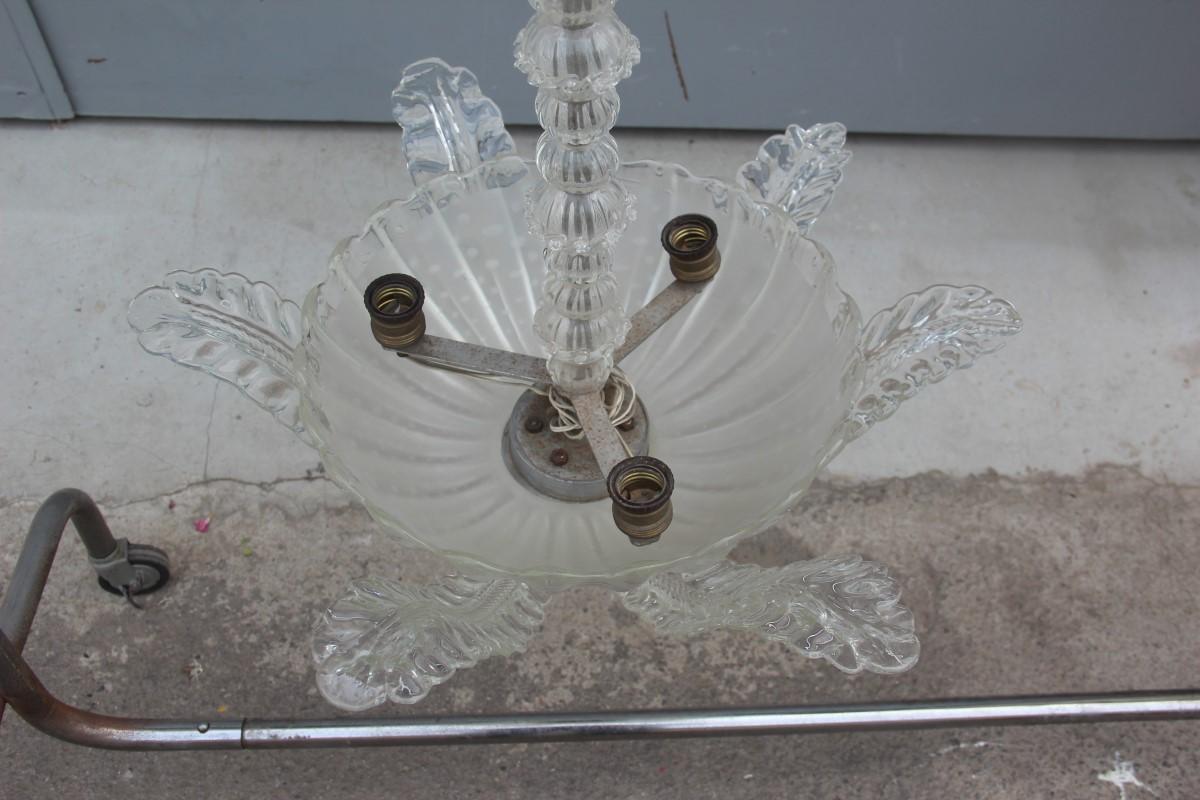 Barovier Ceiling Lamp Italian Design Transparent Glass Murano Bubbles 1940  For Sale 4