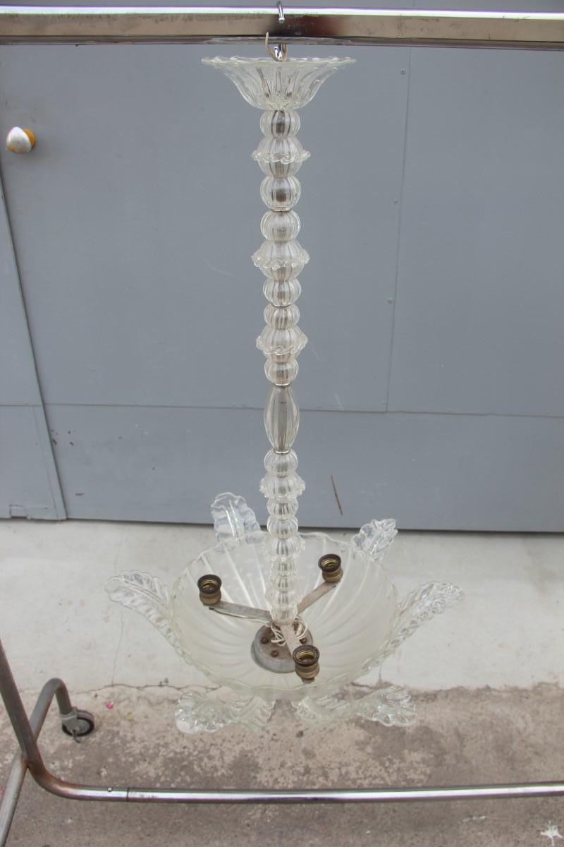 Barovier Ceiling Lamp Italian Design Transparent Glass Murano Bubbles 1940  For Sale 5