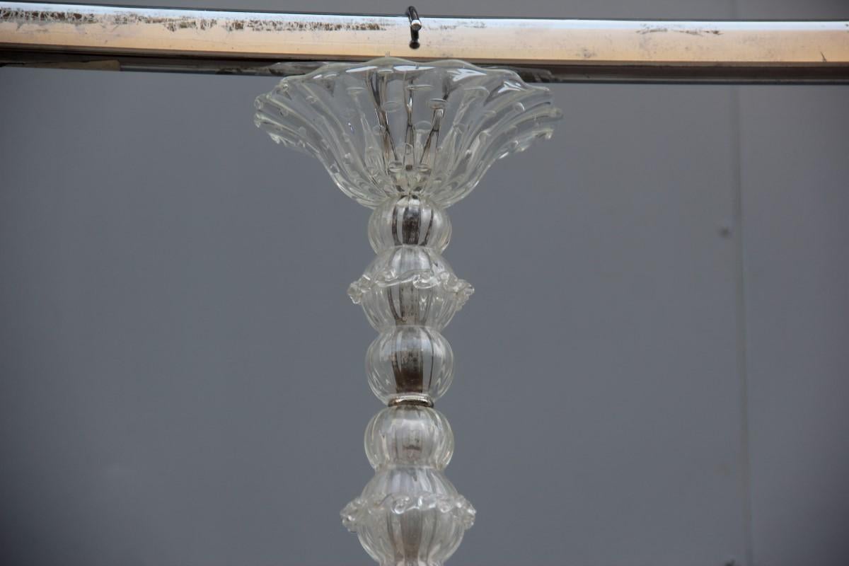 Mid-Century Modern Barovier Ceiling Lamp Italian Design Transparent Glass Murano Bubbles 1940  For Sale