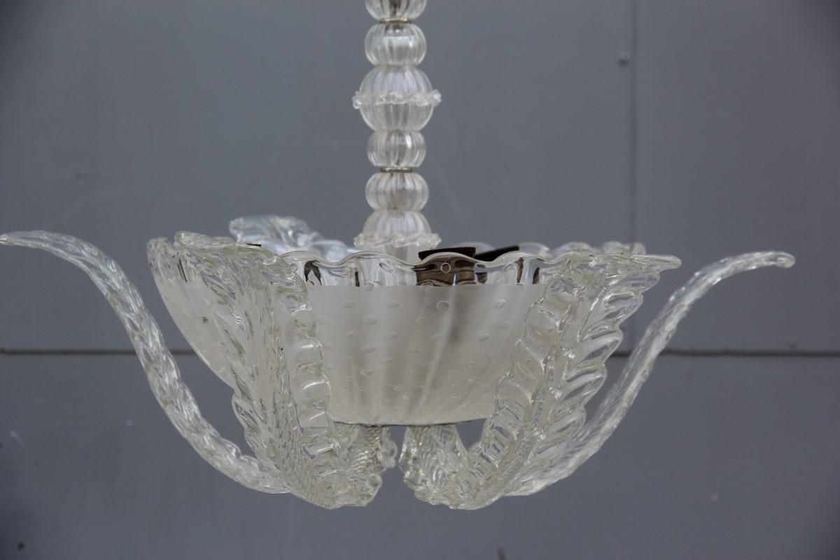 Barovier Ceiling Lamp Italian Design Transparent Glass Murano Bubbles 1940  In Good Condition For Sale In Palermo, Sicily