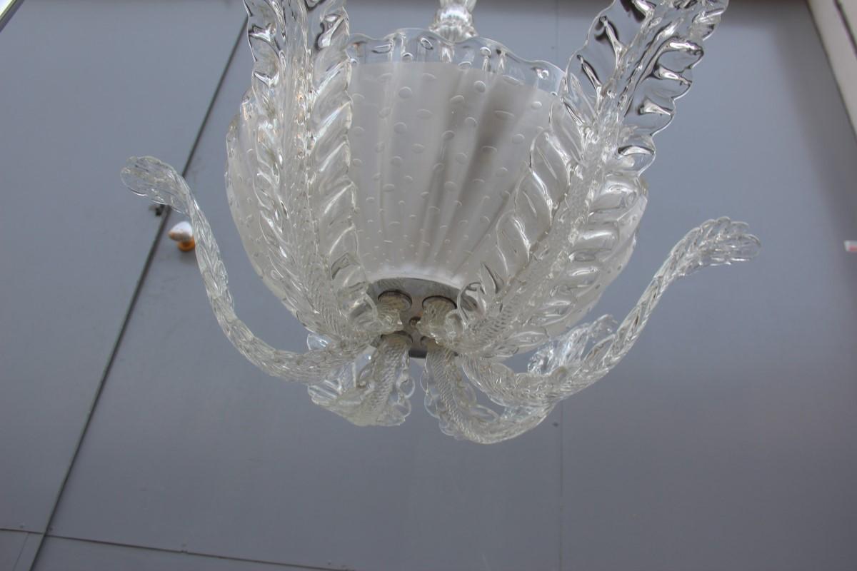 Murano Glass Barovier Ceiling Lamp Italian Design Transparent Glass Murano Bubbles 1940  For Sale