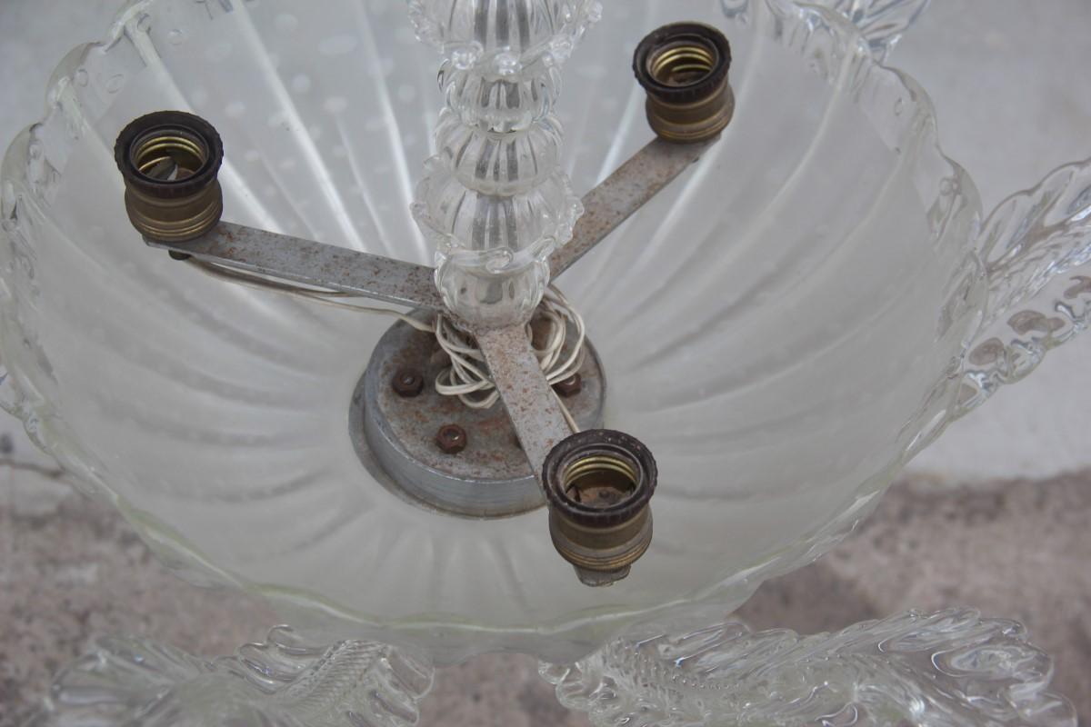 Barovier Ceiling Lamp Italian Design Transparent Glass Murano Bubbles 1940  For Sale 2