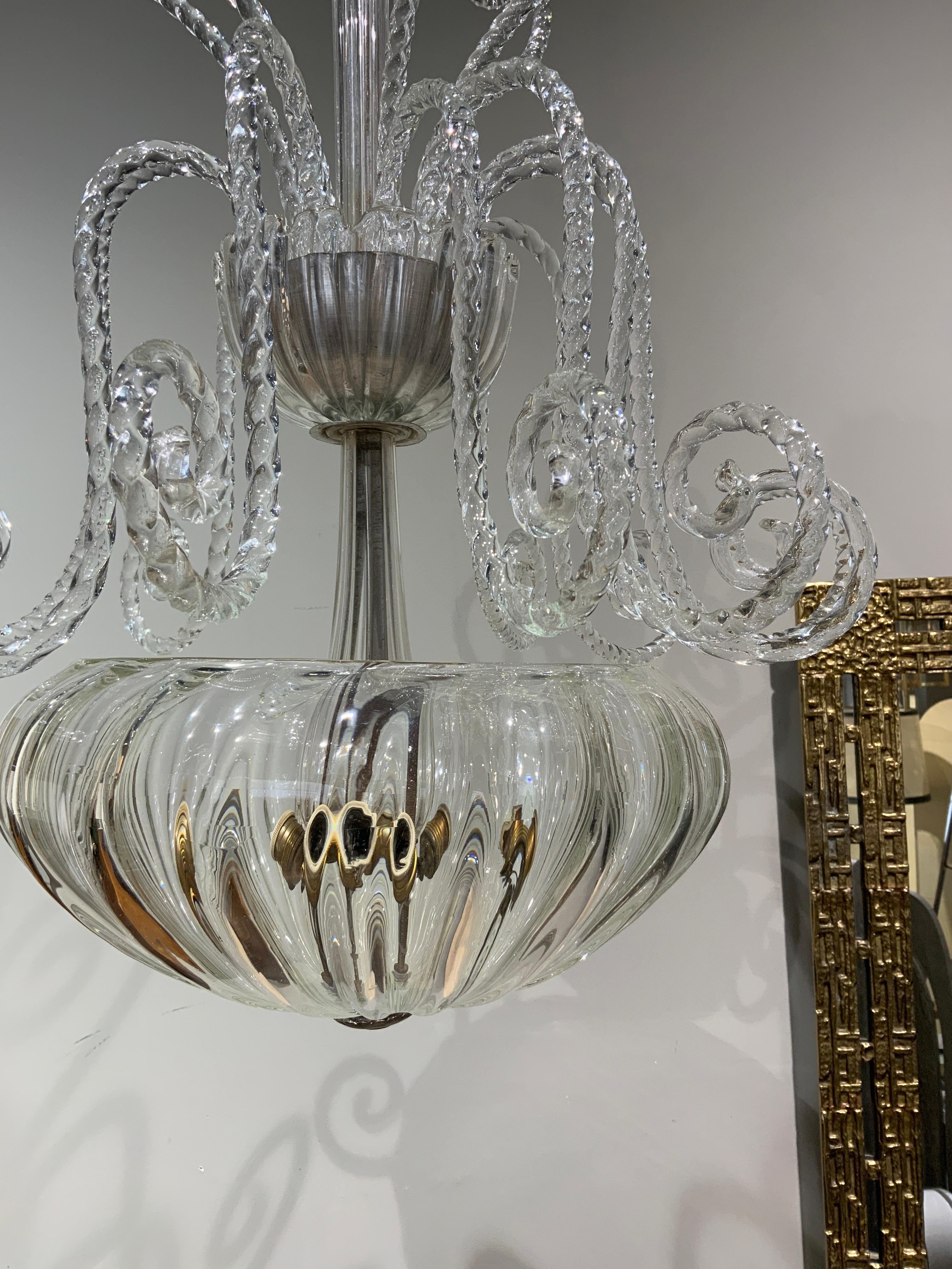 Barovier chandelier, Italy Venice 1940  In Good Condition For Sale In PARIS, FR