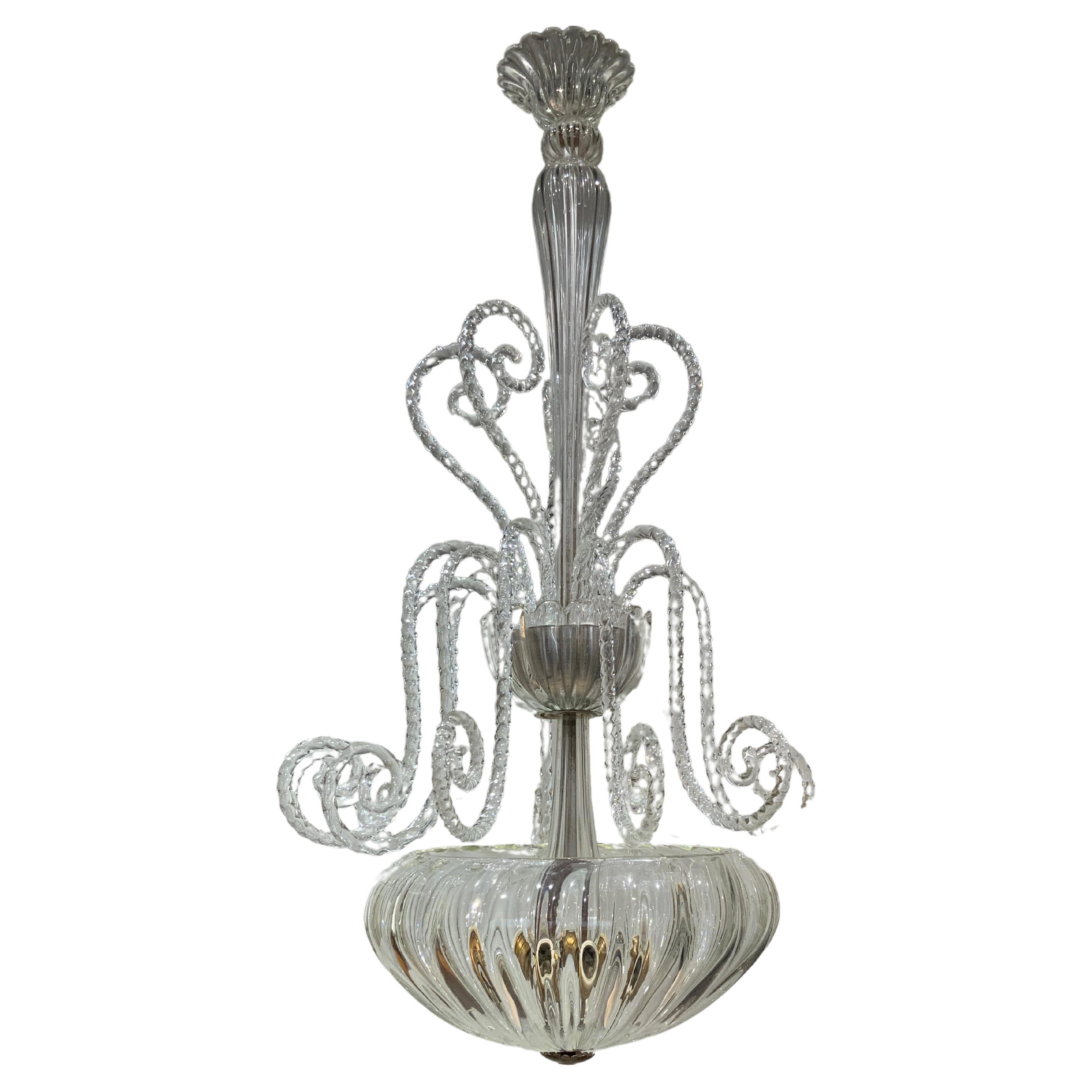 Barovier chandelier, Italy Venice 1940  For Sale