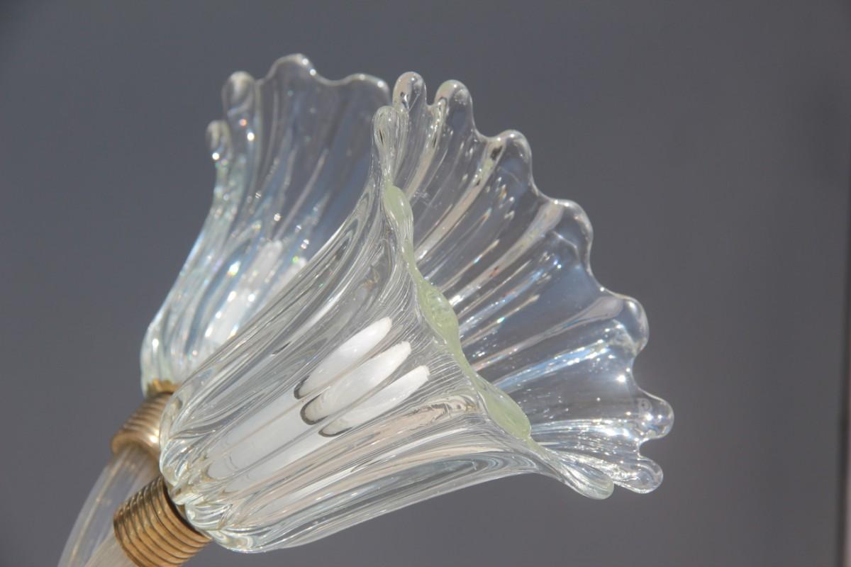 Barovier Chandelier Murano Glass Mid-Century Modern Flowers Brass, 1950 8