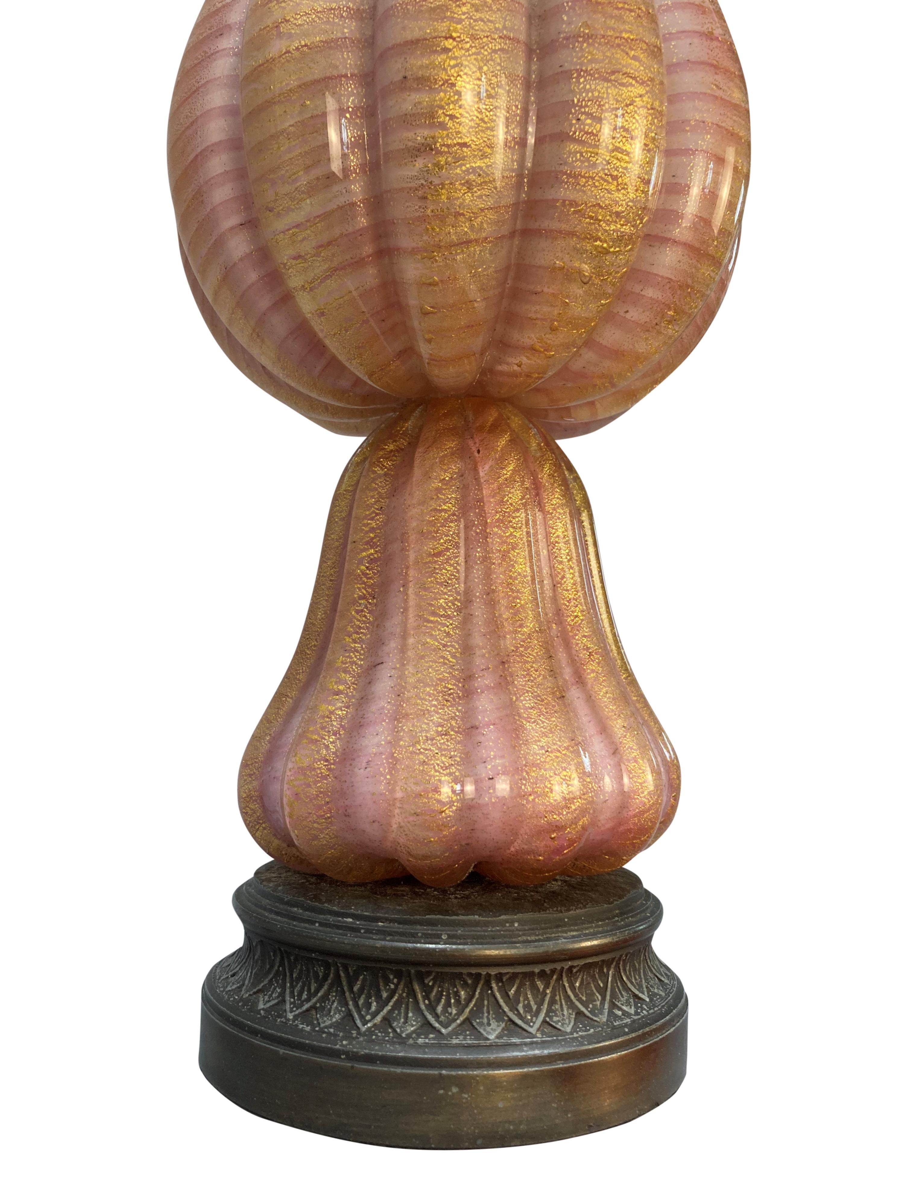 Mid-Century Modern Barovier Cordonato D'Oro Lamp For Sale