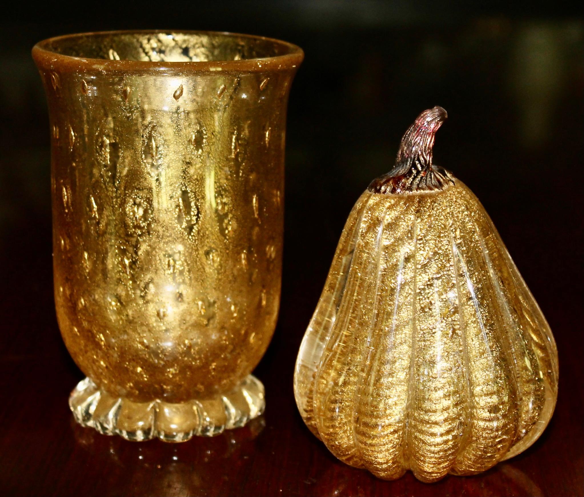Mid-Century Modern Barovier Cordonato d'Oro Pear & Vase   For Sale
