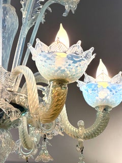 Barovier e Toso 1940's Opaline Murano 6-Light Chandelier - Two Available