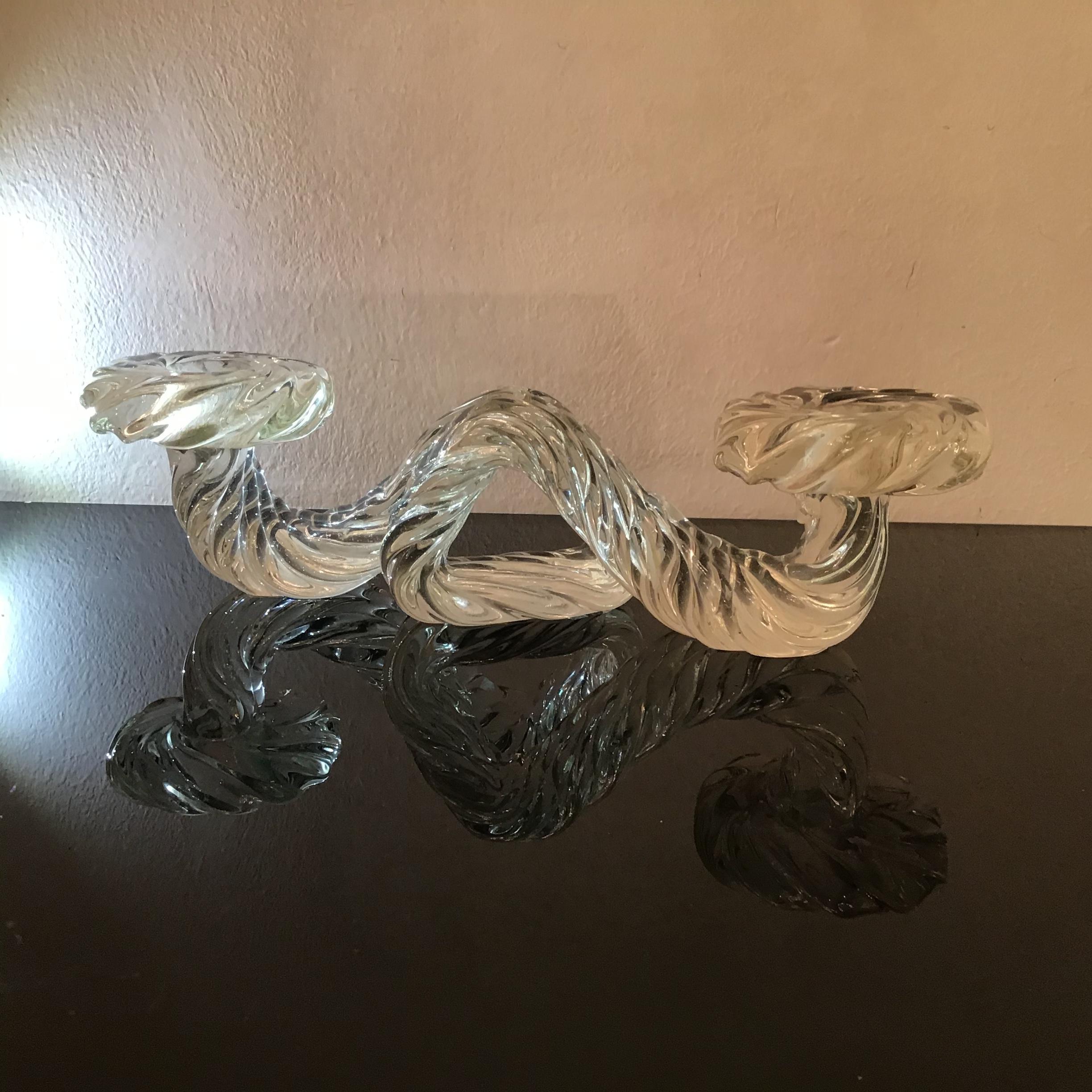Mid-20th Century Barovier e Toso Candle Holders Murano Glass 1940 Italy For Sale