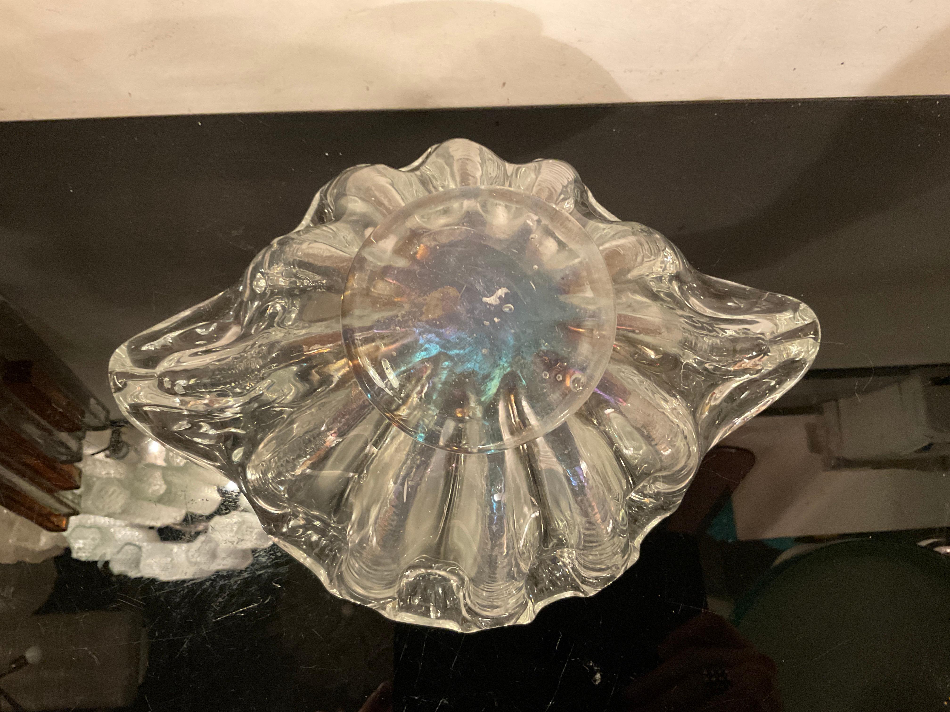 Barovier and Toso Centerpiece/ Empty Pockets Iridescent Murano Glass 1940 Italy  For Sale 4