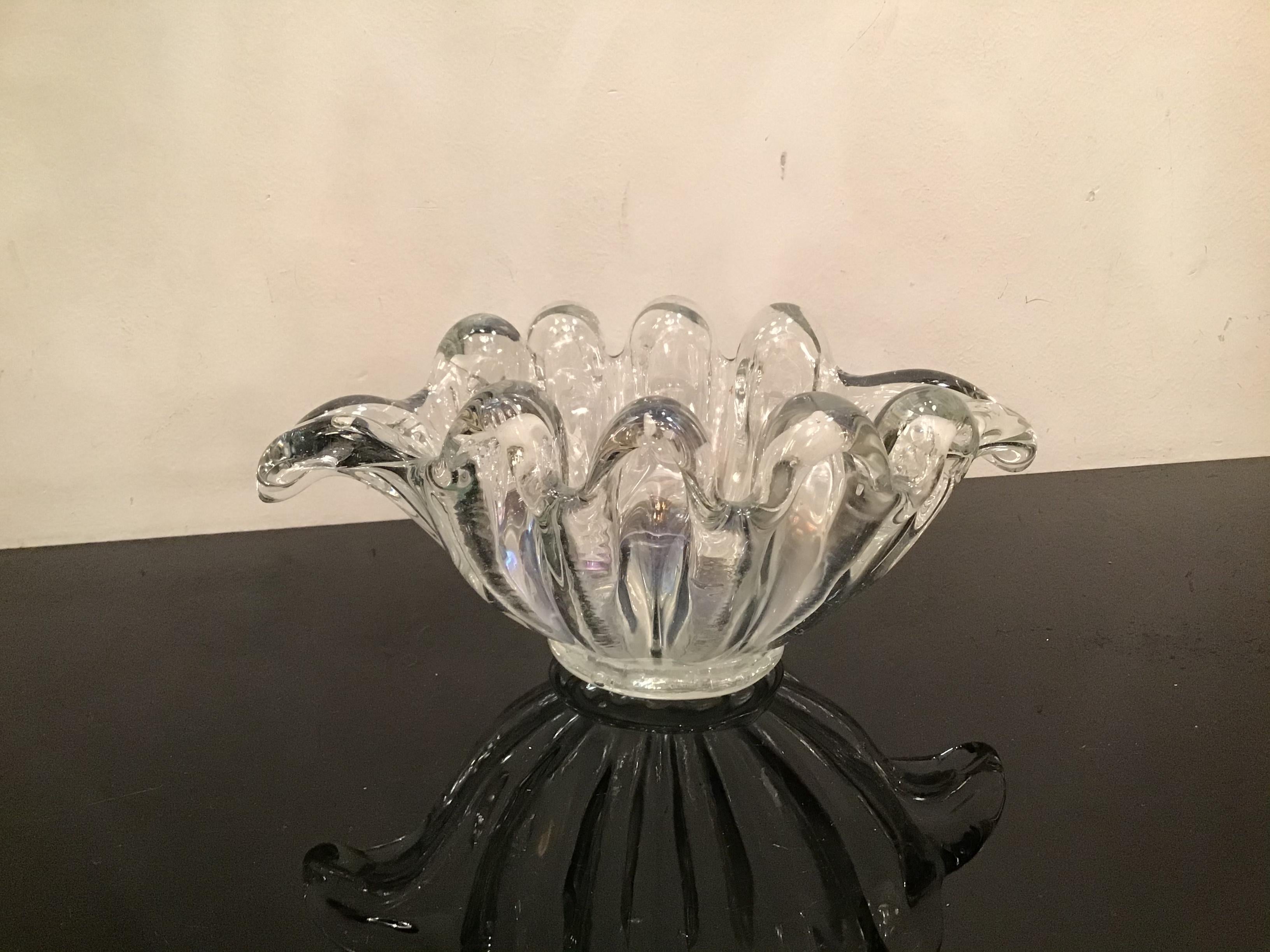 Barovier e Toso Centerpiece/ Svuota Tasche Iridescent Murano Glass 1940 Italy  9