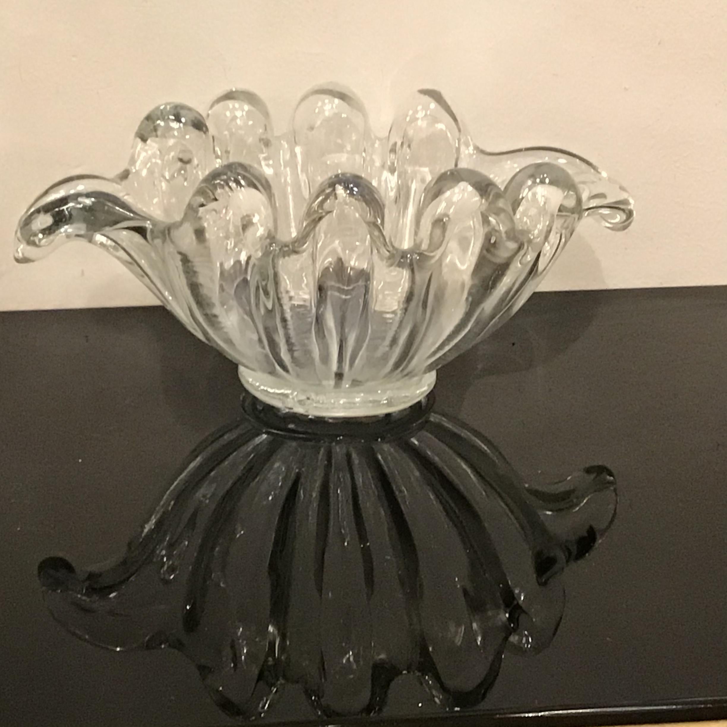 Barovier e Toso Centerpiece/ Svuota Tasche Iridescent Murano Glass 1940 Italy  11