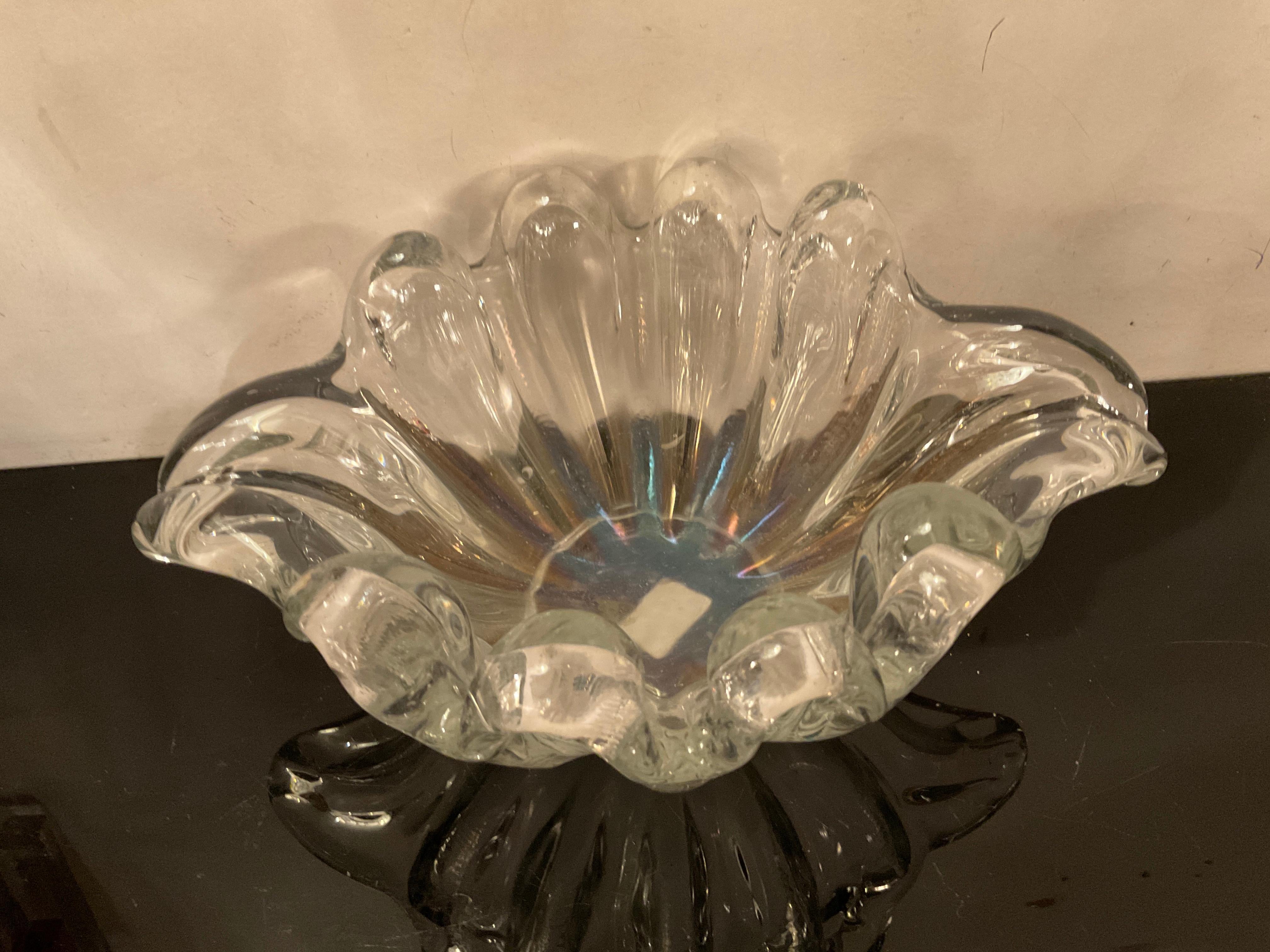 Italian Barovier and Toso Centerpiece/ Empty Pockets Iridescent Murano Glass 1940 Italy  For Sale