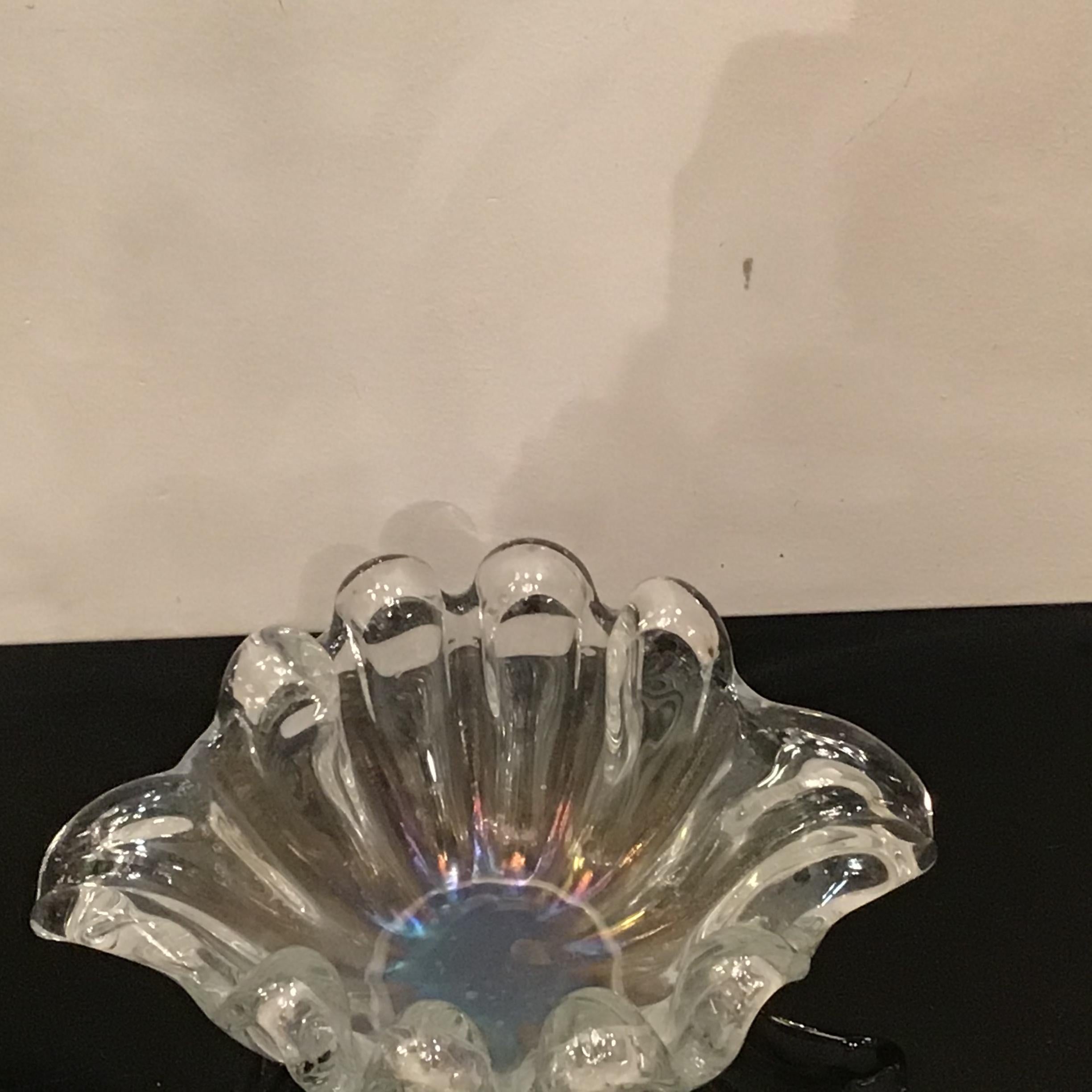 Barovier e Toso Centerpiece/ Svuota Tasche Iridescent Murano Glass 1940 Italy  In Excellent Condition In Milano, IT