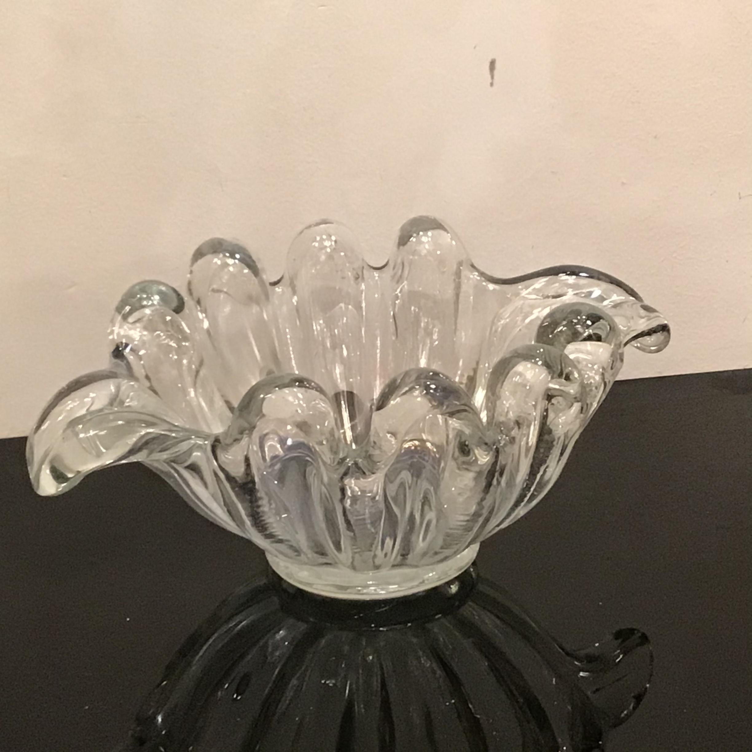 Barovier e Toso Centerpiece/ Svuota Tasche Iridescent Murano Glass 1940 Italy  1