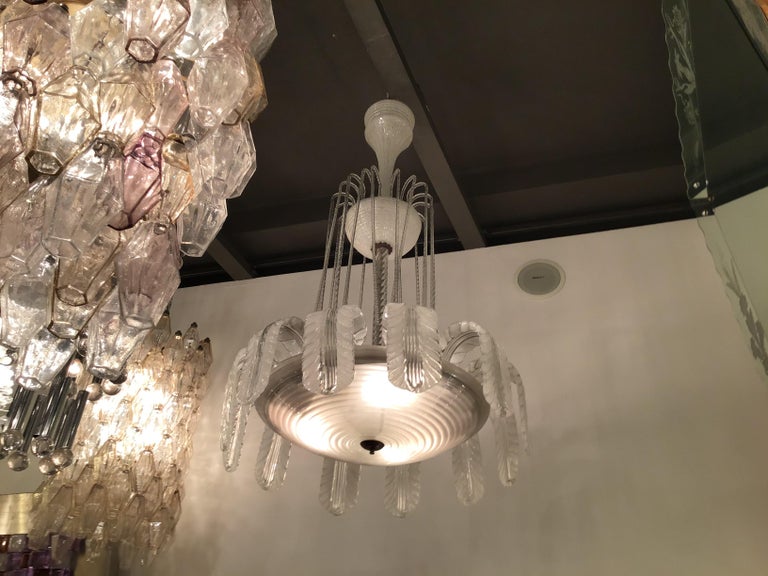 Barovier e Toso Chandelier Murano Glass Brass, 1930, Italy For