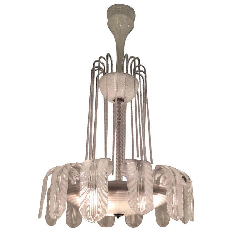 Barovier e Toso Chandelier Murano Glass Brass, 1930, Italy For Sale at  1stDibs