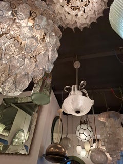 BAROVIER E TOSO CHANDELIEr VETRO PULEGOSO OTTONE 1940 ITALIA