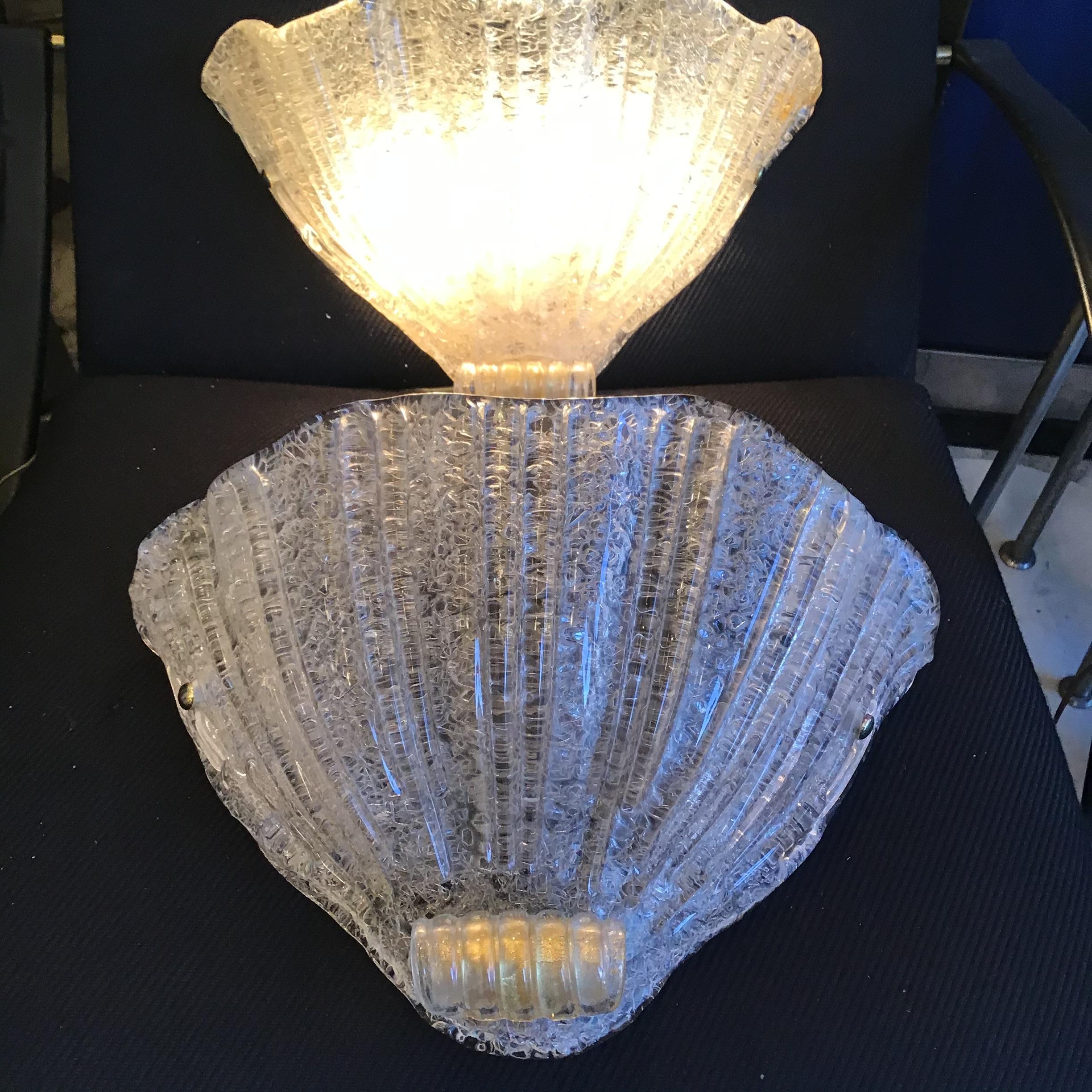 Barovier e Toso Paire d'appliques de Murano  or Verre Laiton 1950 Italie en vente 5