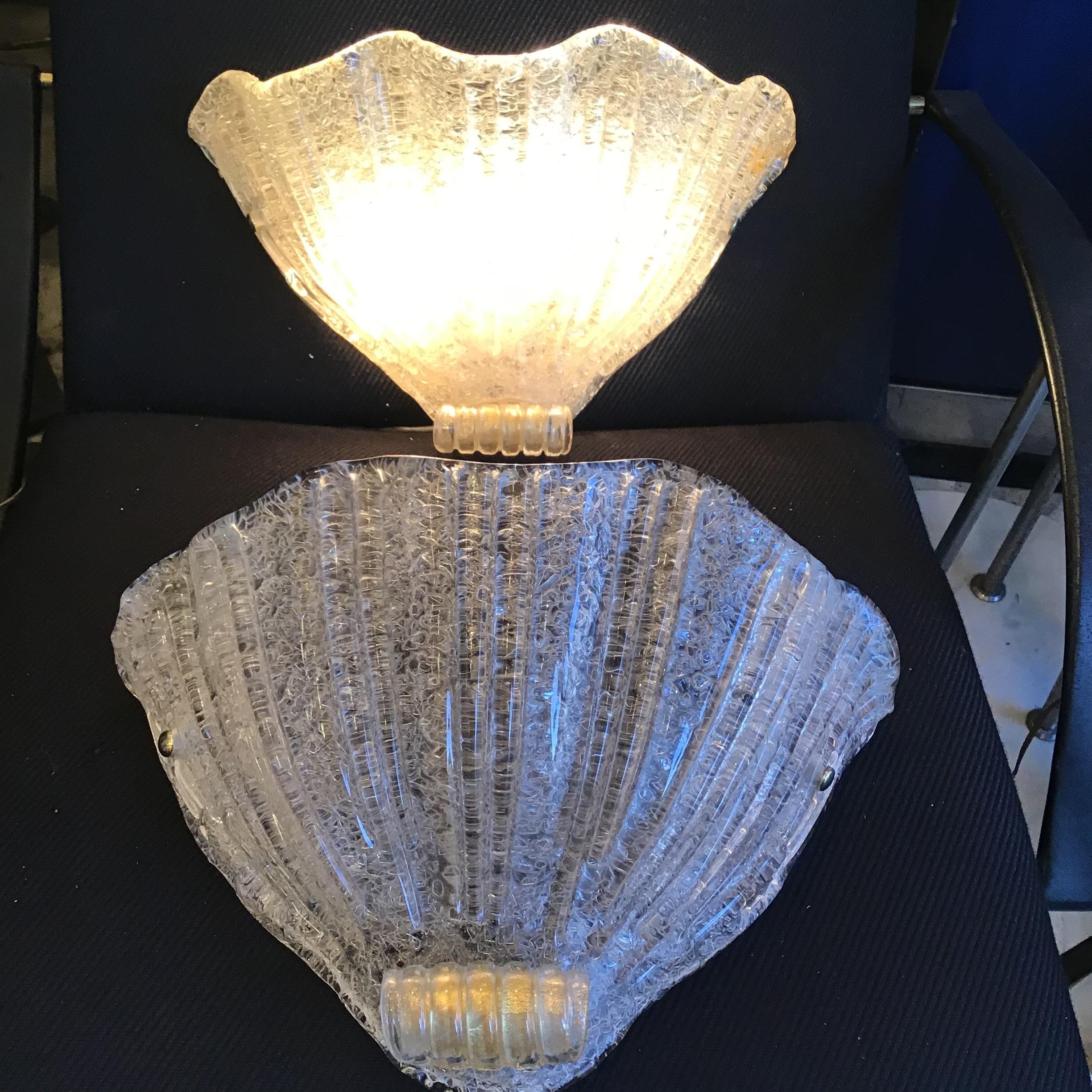 Barovier e Toso Paire d'appliques de Murano  or Verre Laiton 1950 Italie en vente 7