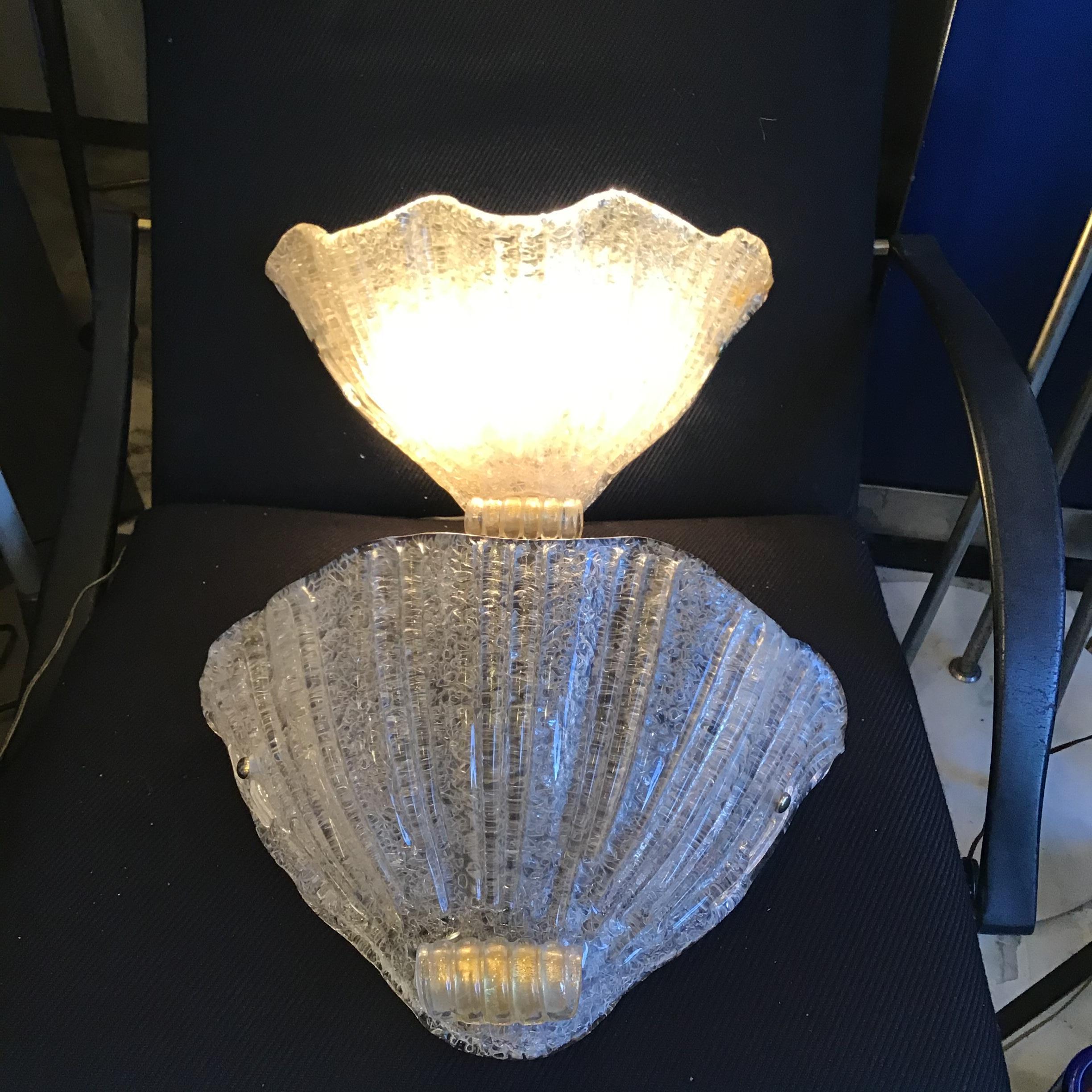 Barovier e Toso Paire d'appliques de Murano  or Verre Laiton 1950 Italie en vente 1