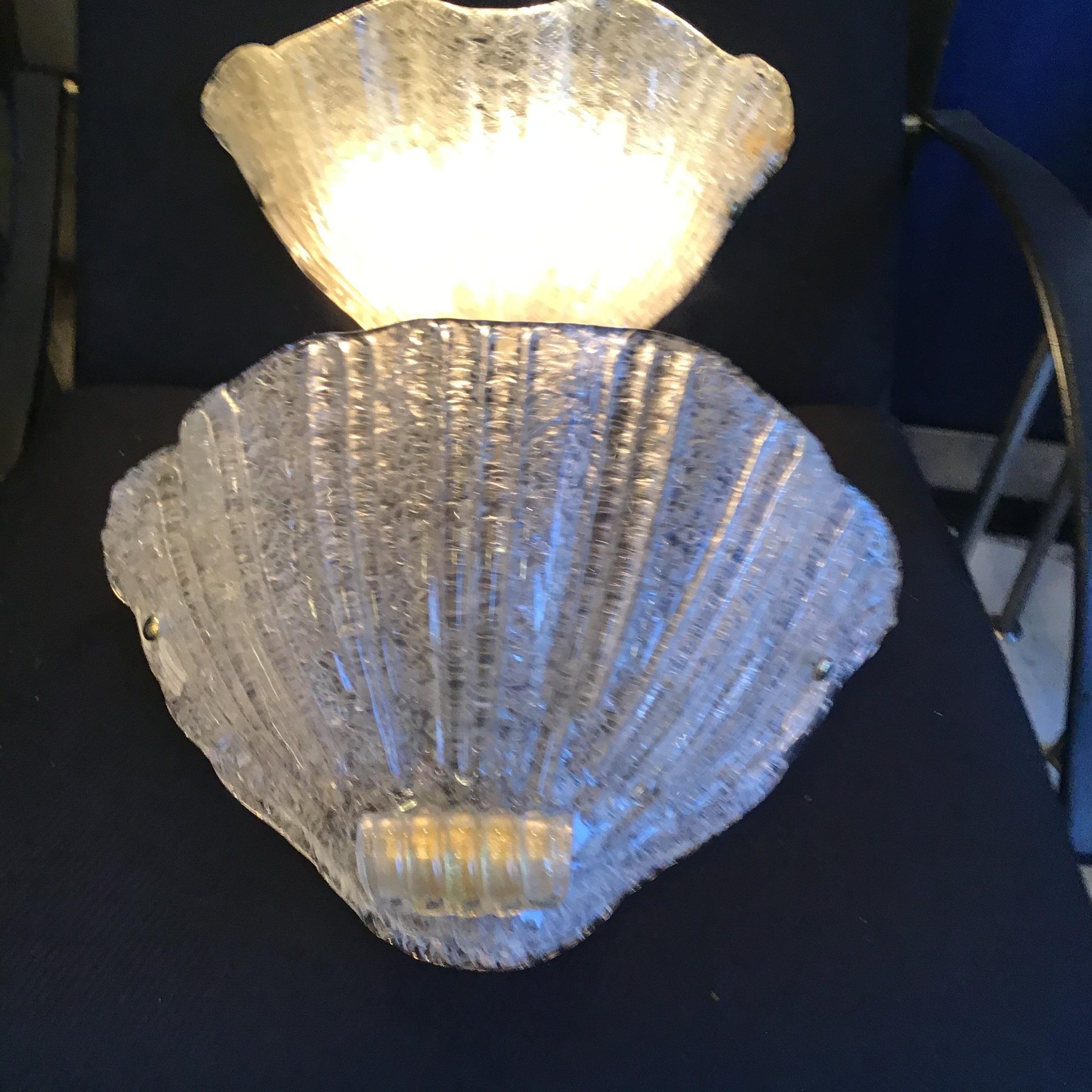 Barovier e Toso Paire d'appliques de Murano  or Verre Laiton 1950 Italie en vente 2