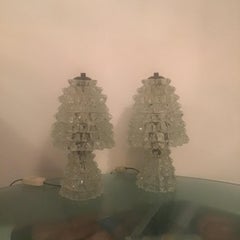 Barovier y Toso Pareja de lámparas de mesa "Rostrate" Vidrio de Murano 1940 Italia