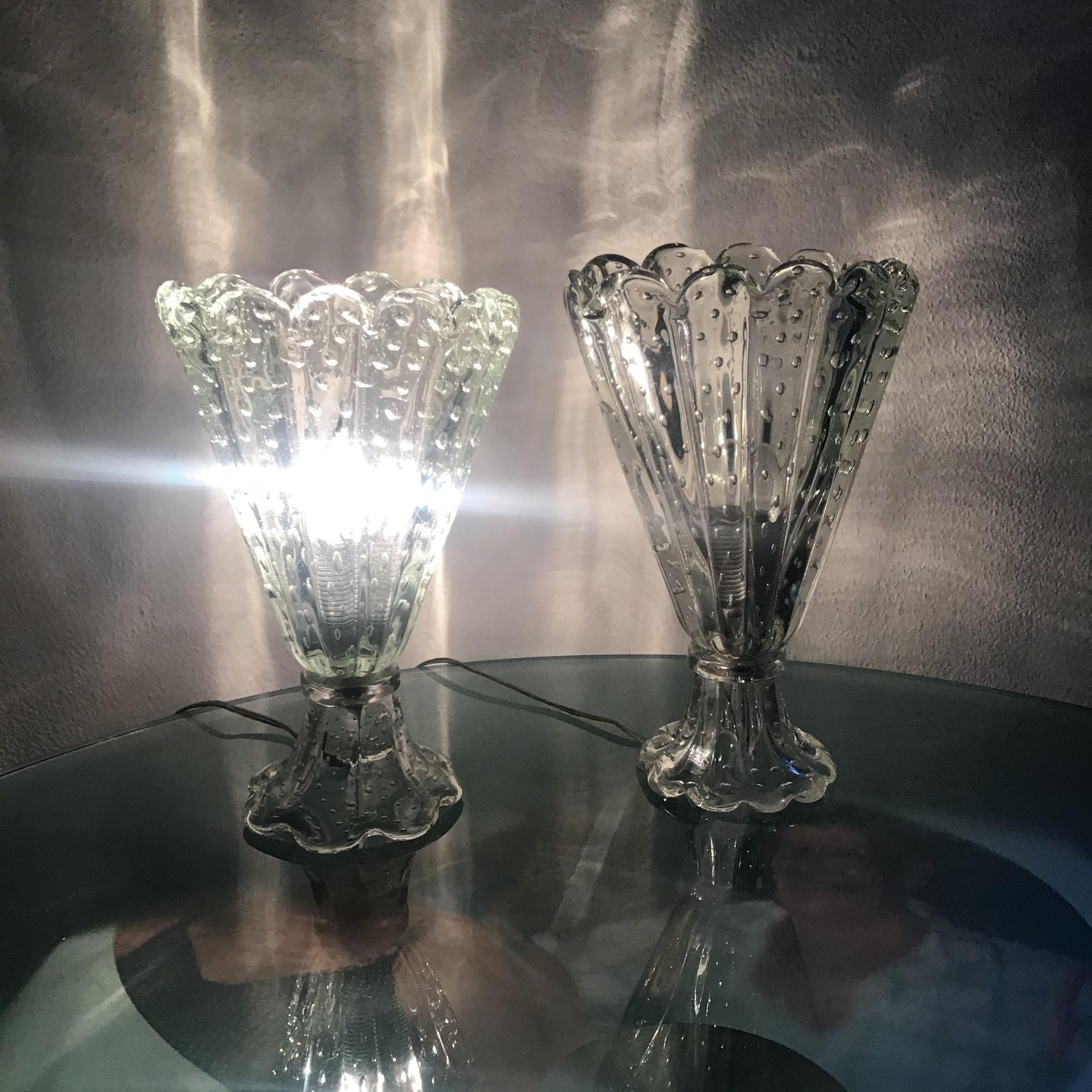 Barovier & Toso - Lampe de bureau deux têtes en verre de Murano, Italie, 1940  en vente 5
