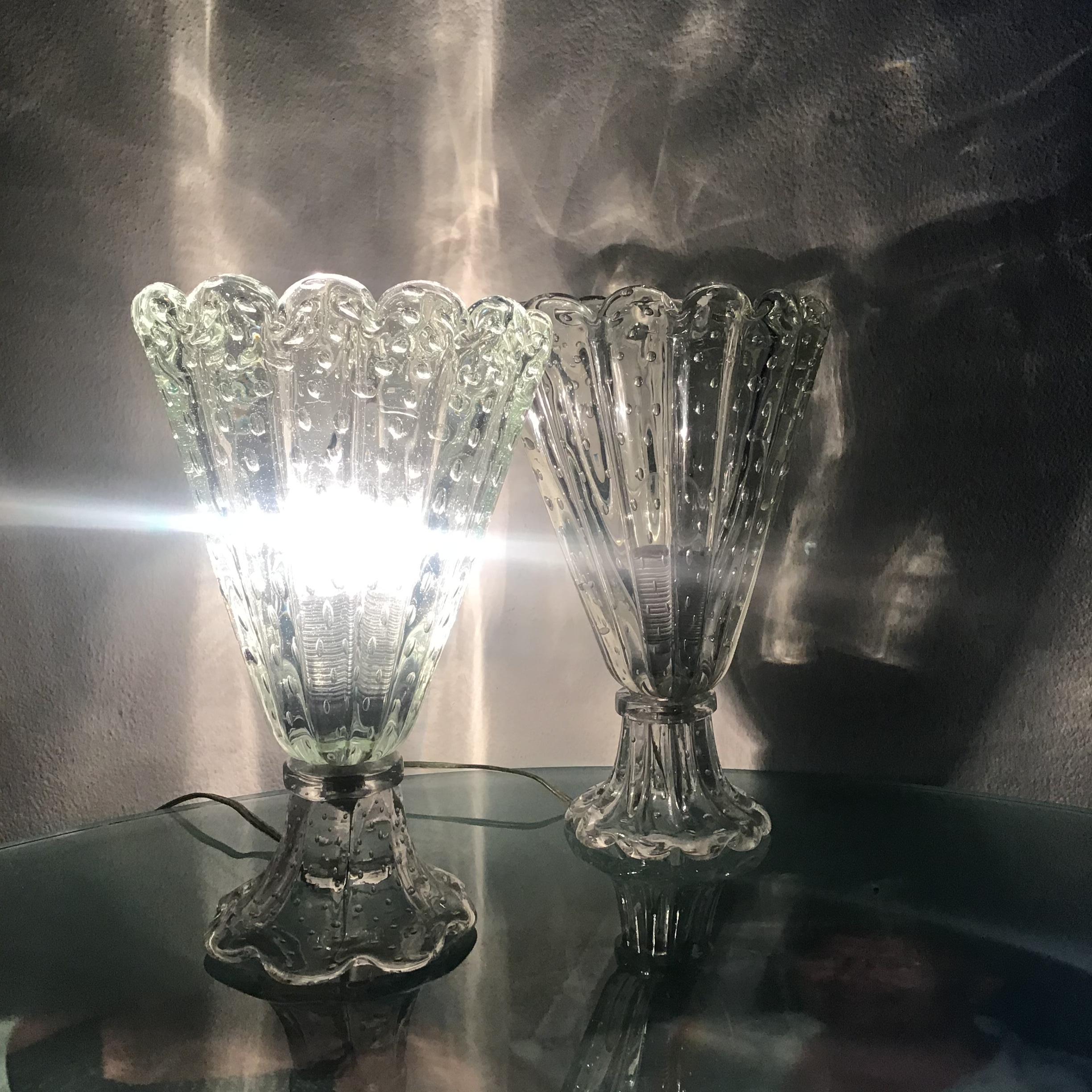 Barovier & Toso - Lampe de bureau deux têtes en verre de Murano, Italie, 1940  en vente 8