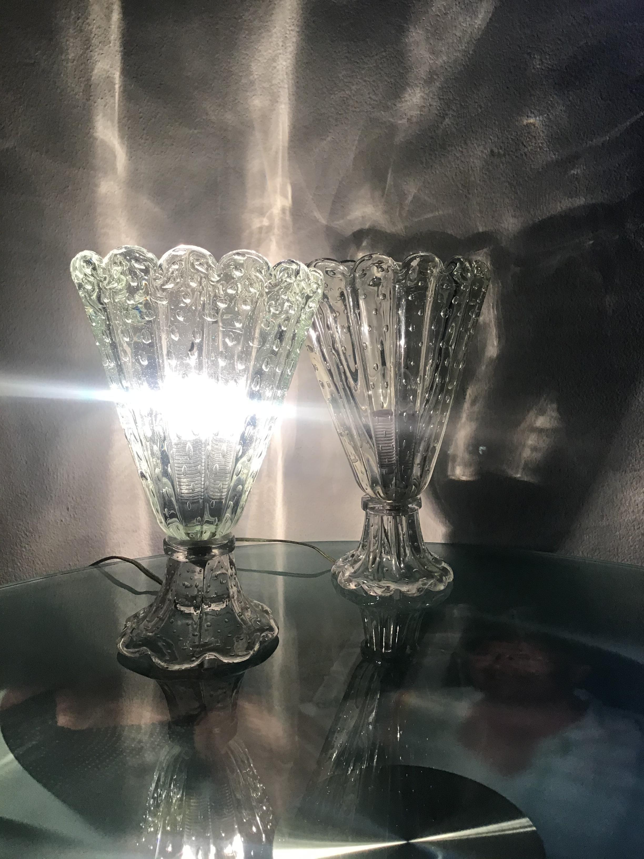 Barovier & Toso - Lampe de bureau deux têtes en verre de Murano, Italie, 1940  en vente 9